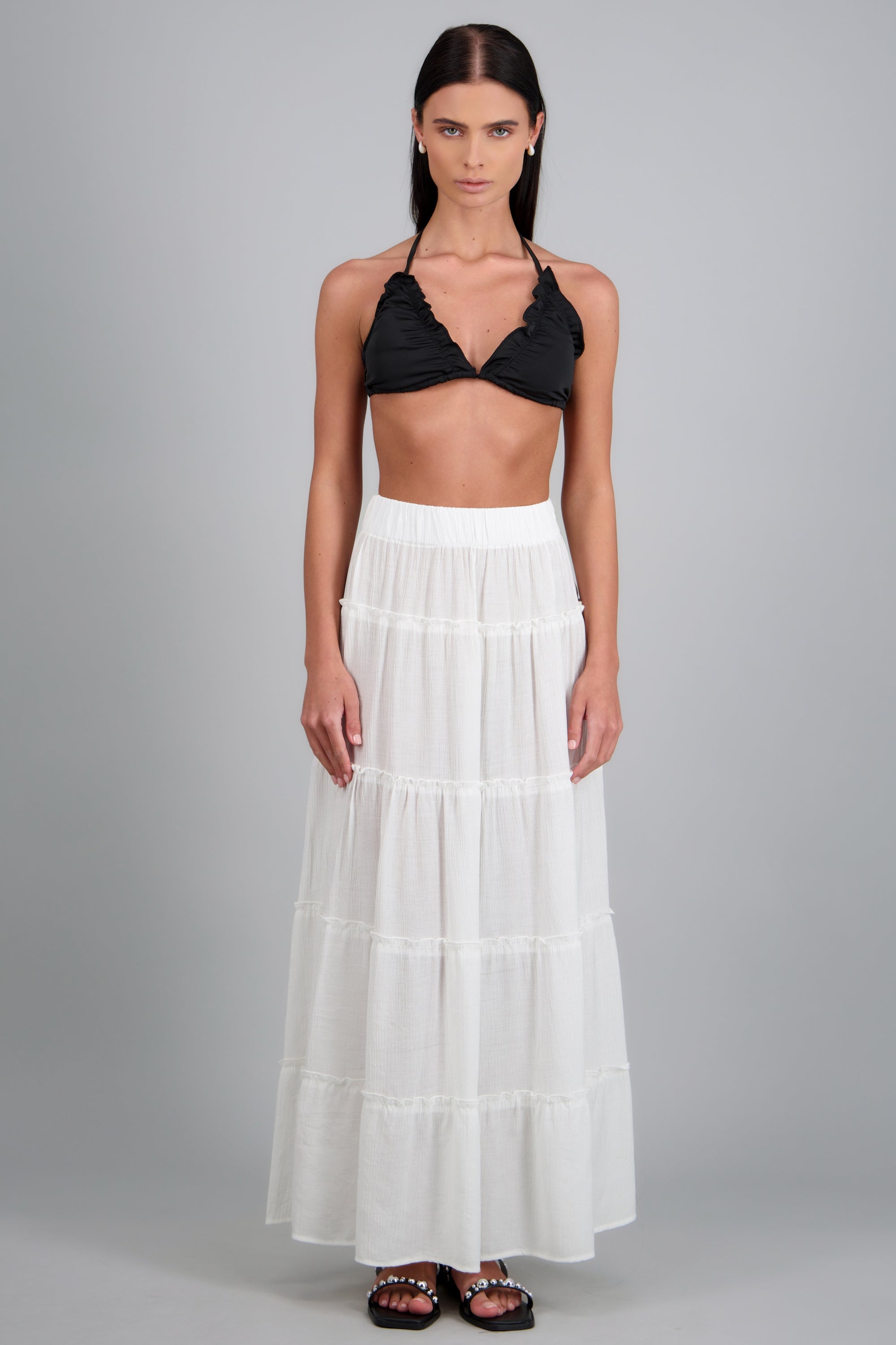 Sandalia tiras studs 3D NEGRO