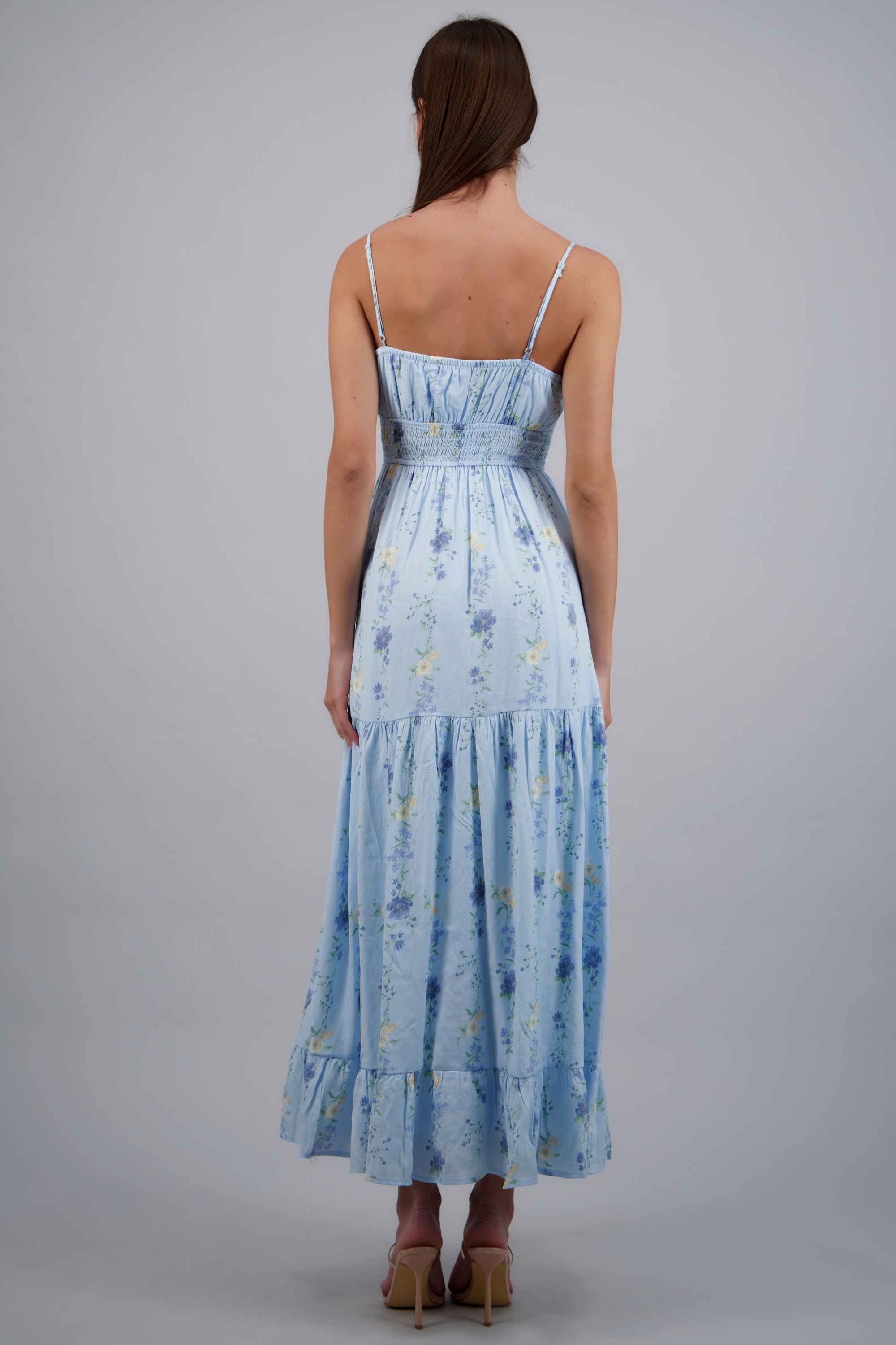 Vestido maxi estampado flores AZUL COMBO