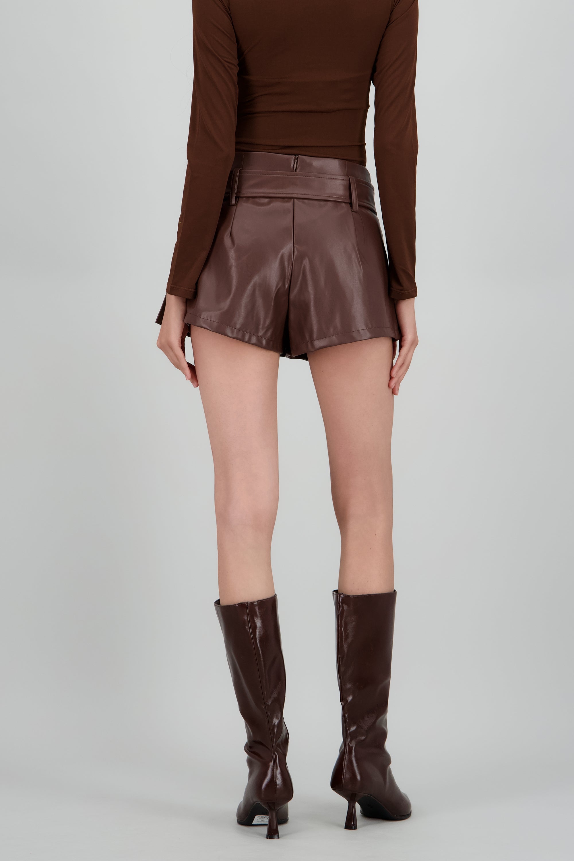 Falda tableada con cinturon CAFE