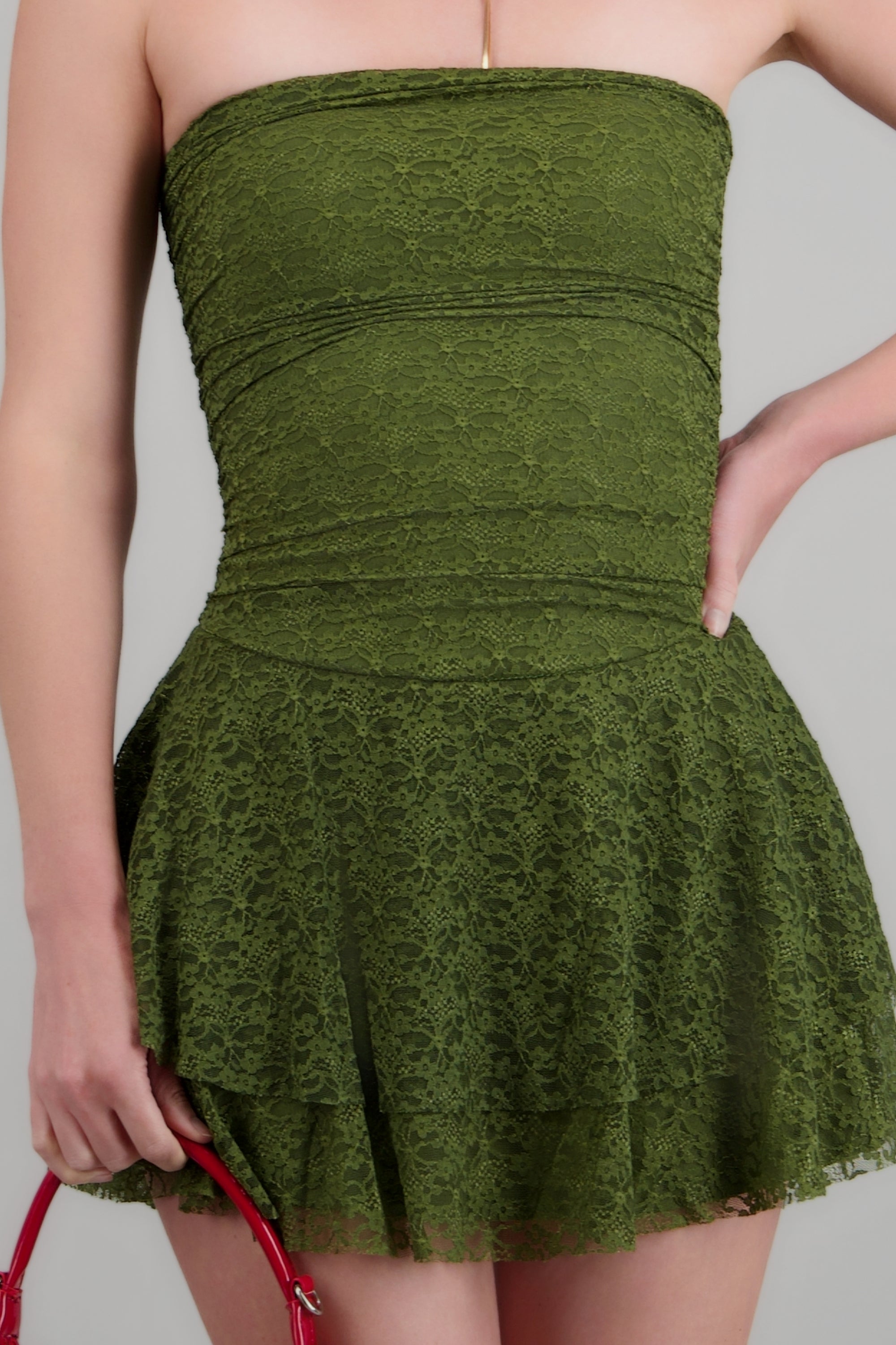 Vestido drapeado encaje OLIVO