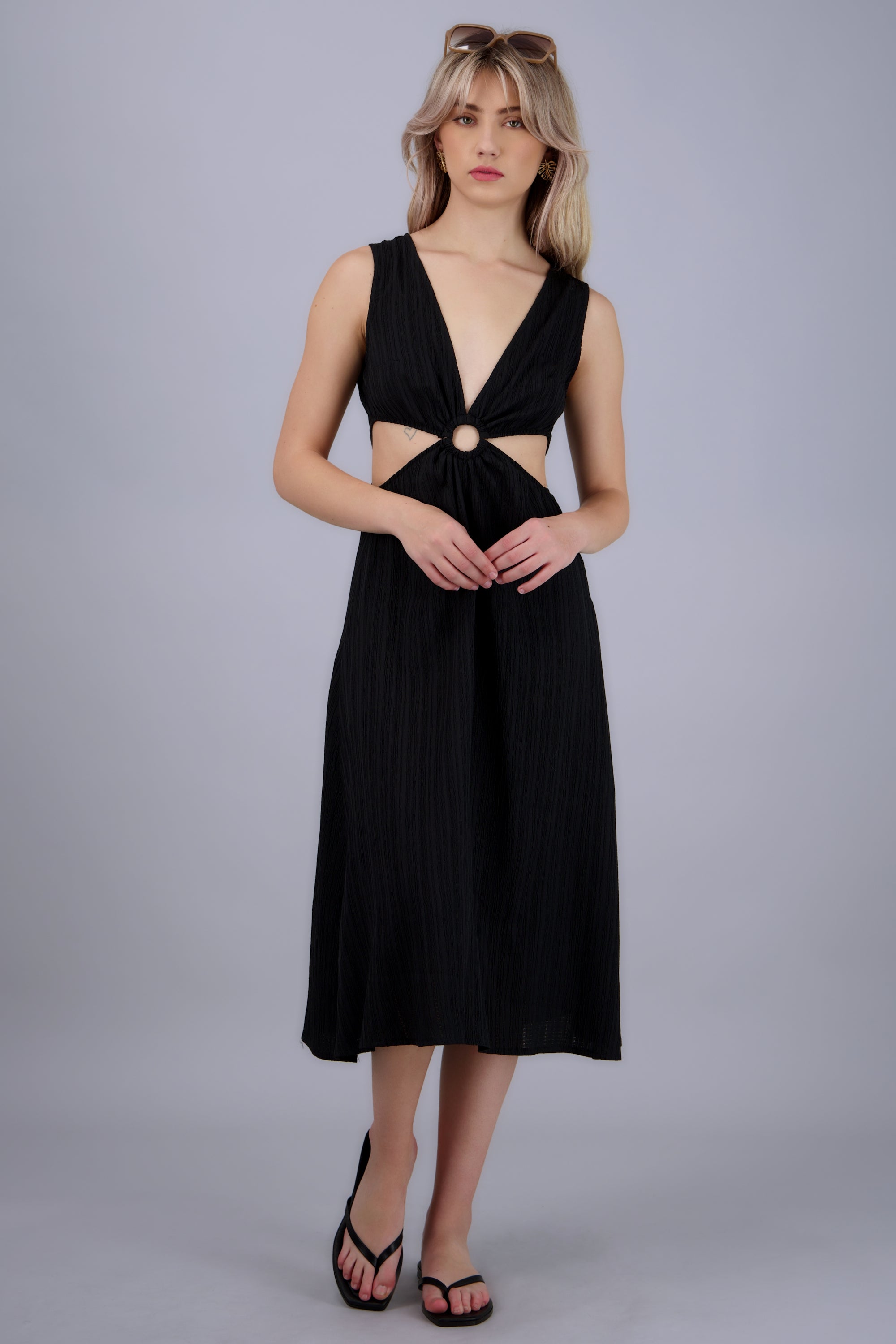 Sandalia pata de gallo a tono NEGRO