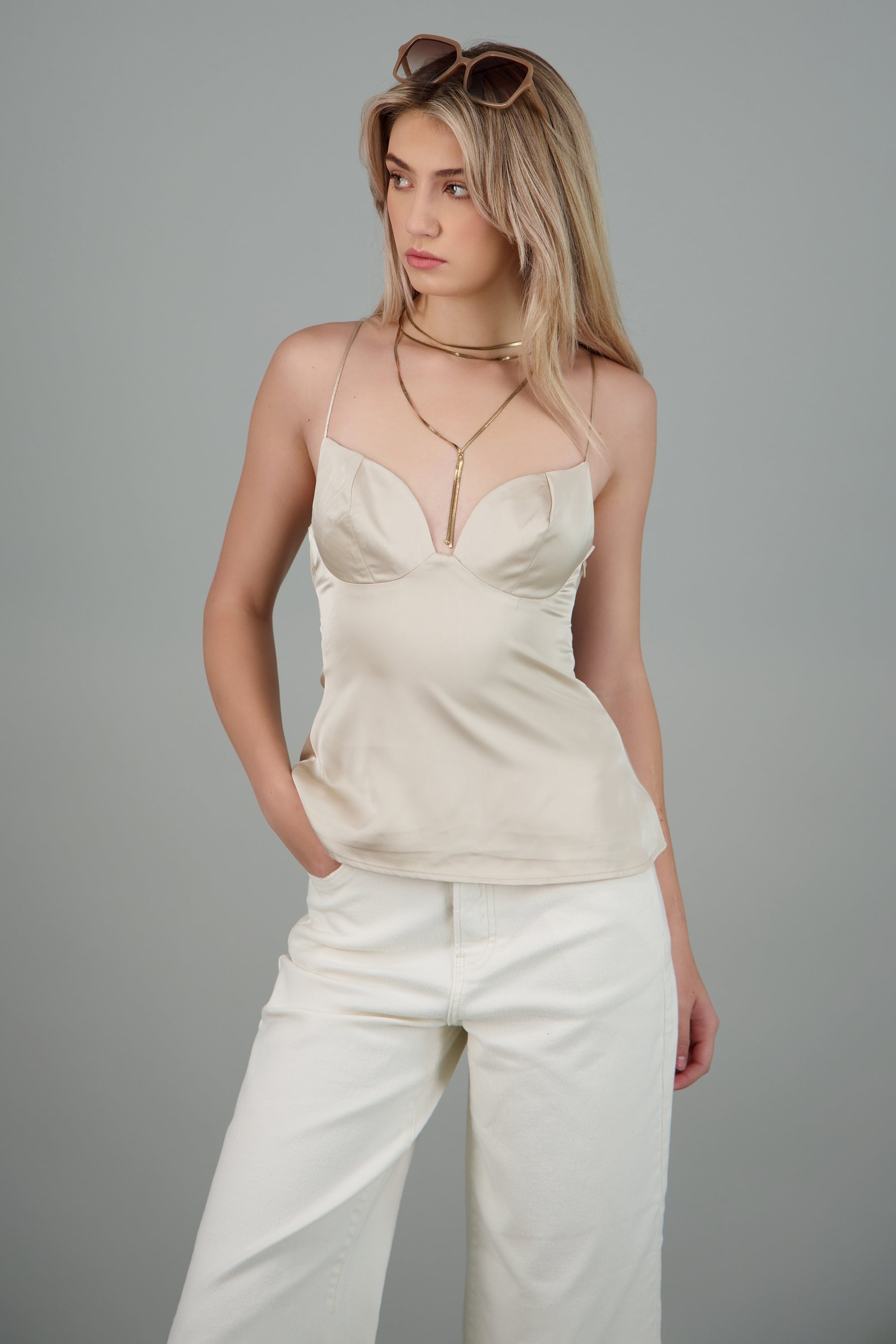 Top satinado BEIGE