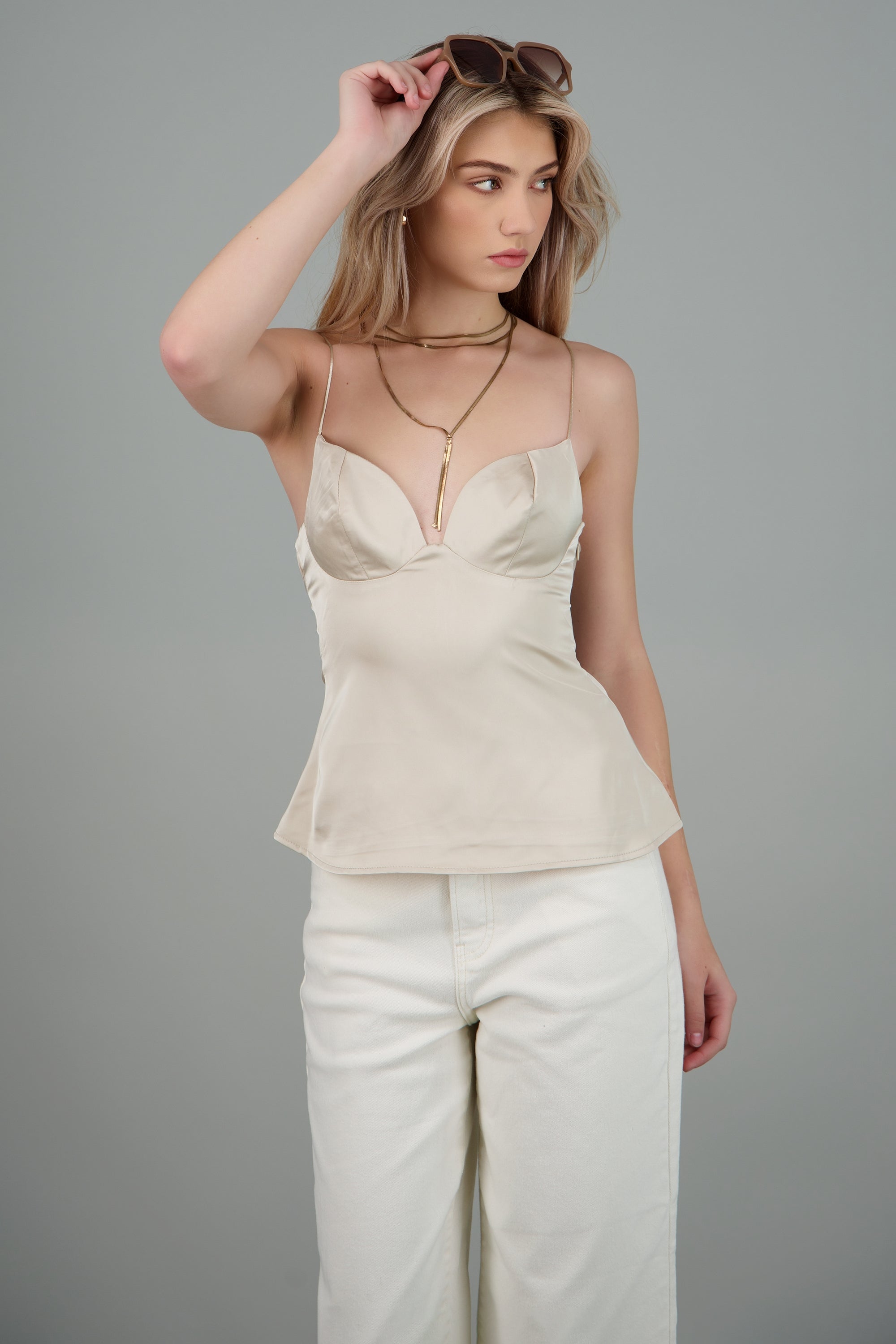 Top satinado BEIGE