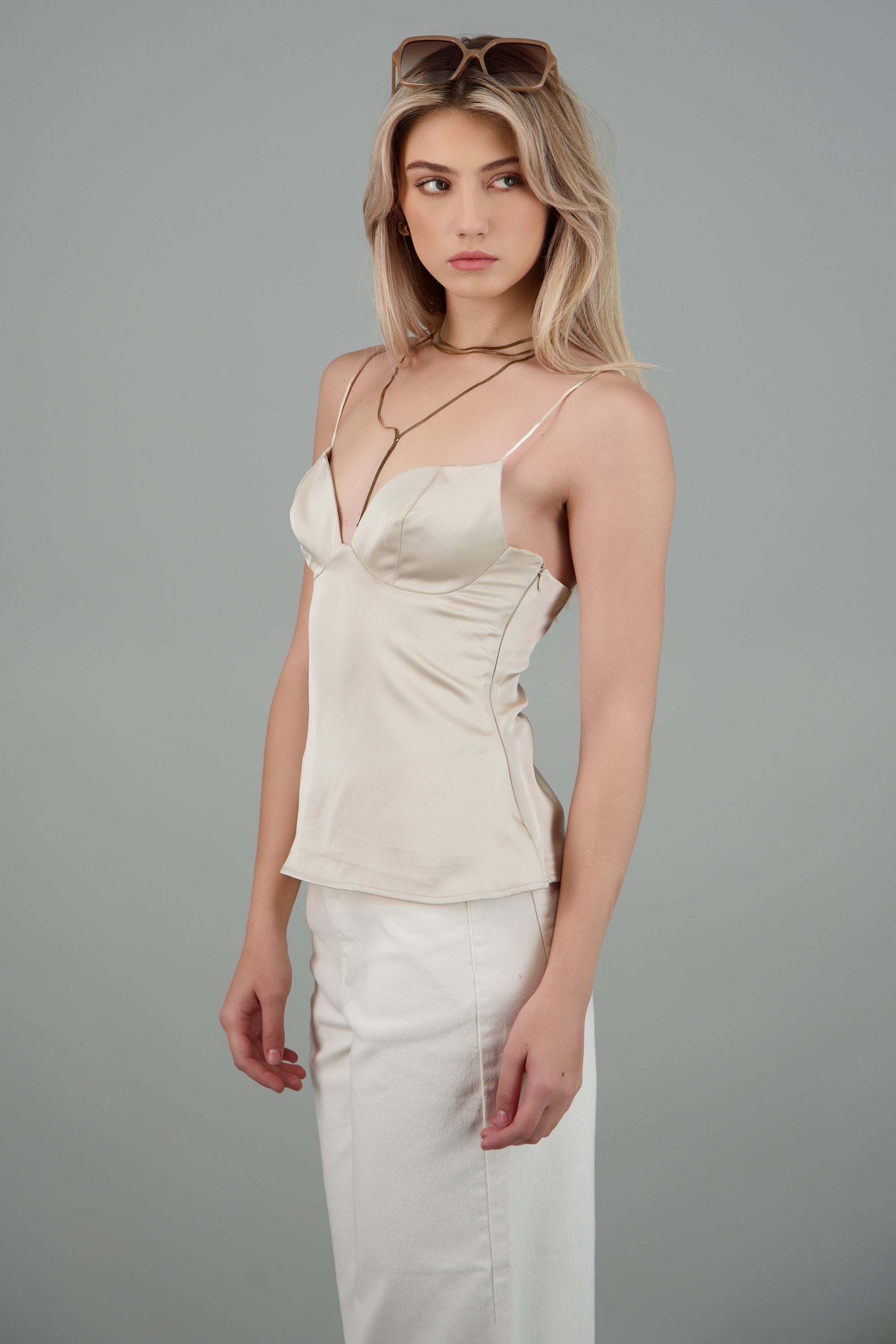 Top satinado BEIGE