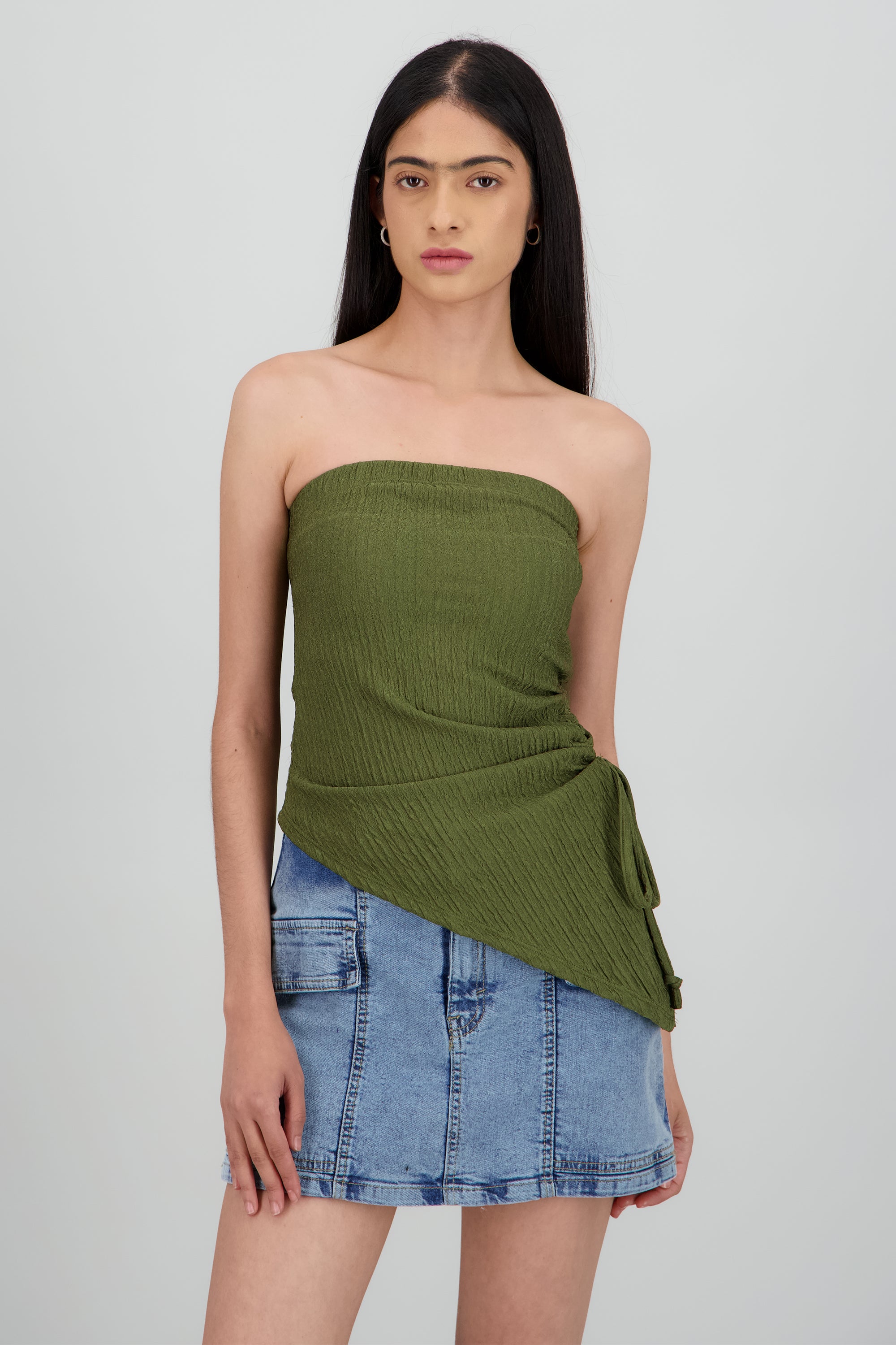 Top strapless asimetrico OLIVO