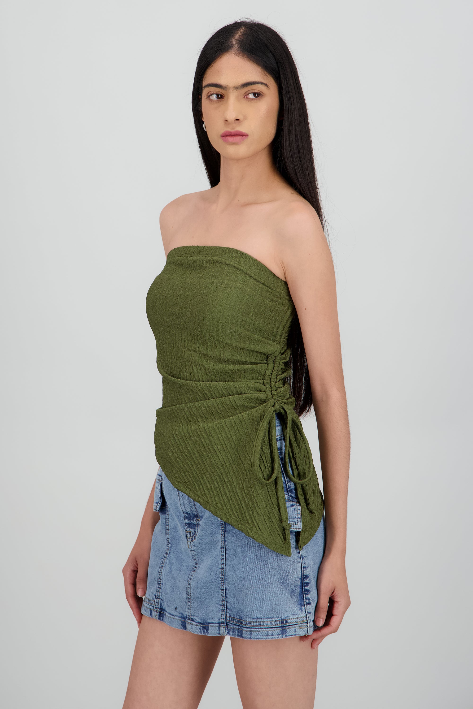 Top strapless asimetrico OLIVO