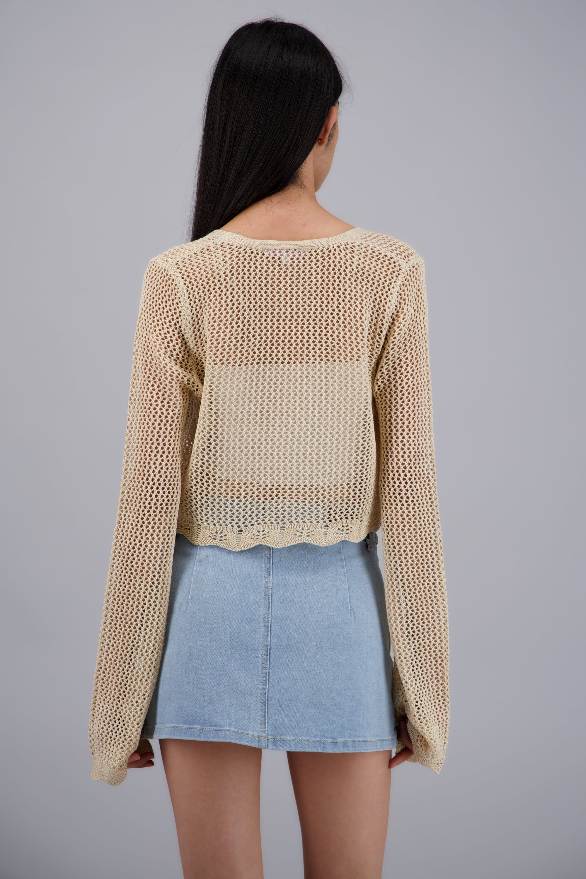 Cardigan tejido de punto ligero BEIGE
