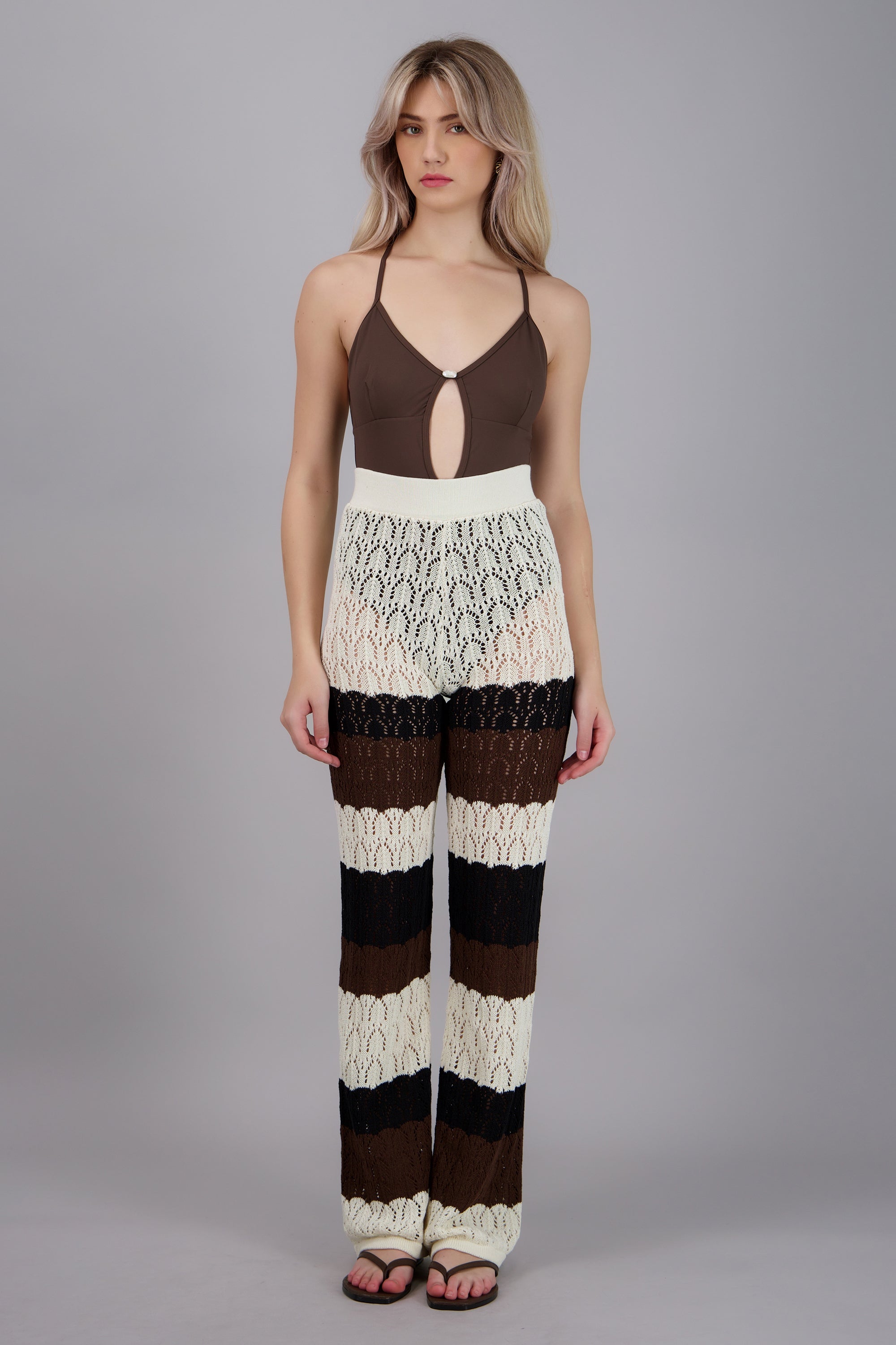 Pantalón tejido estampado rayas MULTICOLOR OTOÑAL