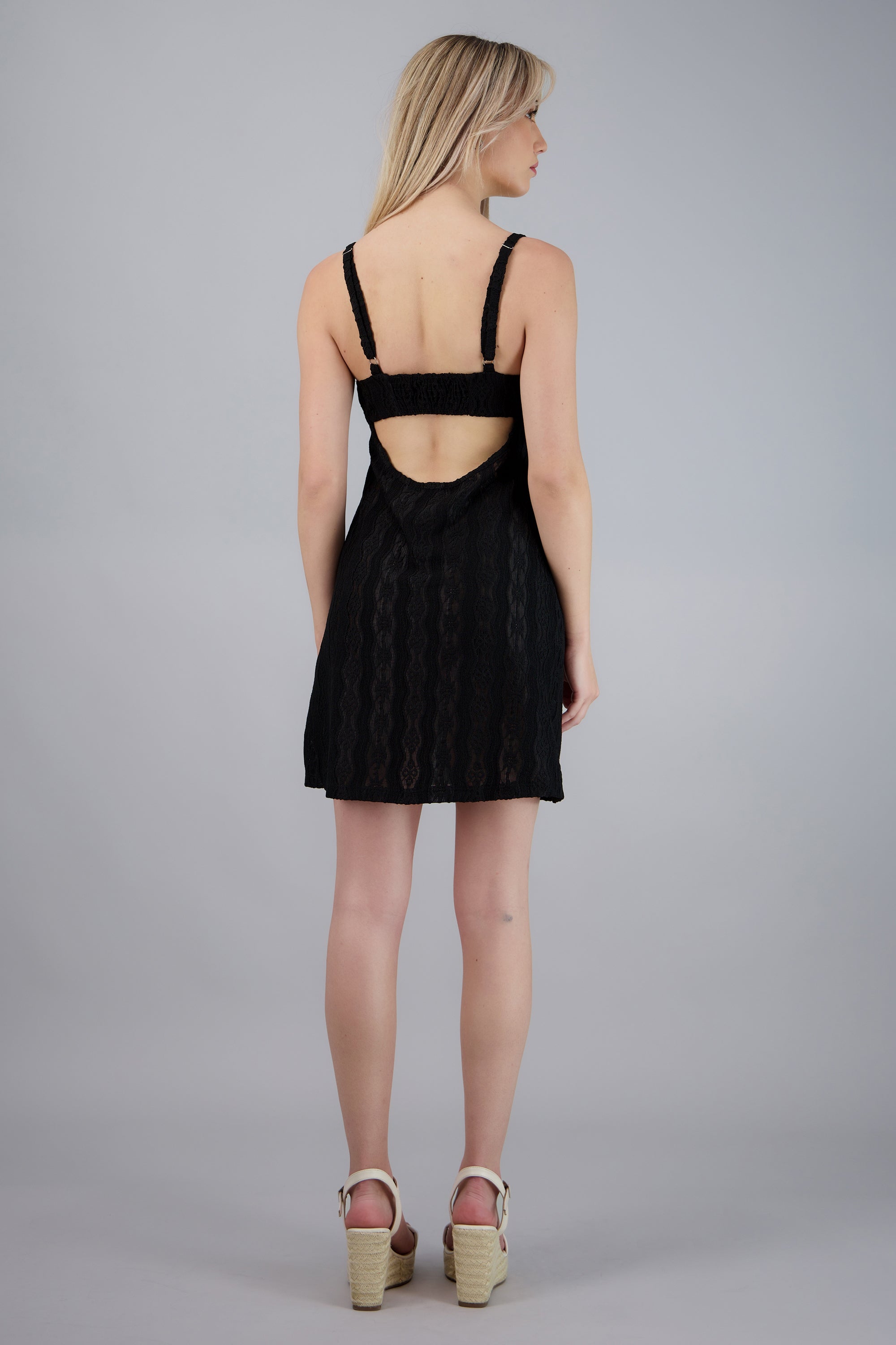 Vestido mini escote moño espalda descubierta NEGRO