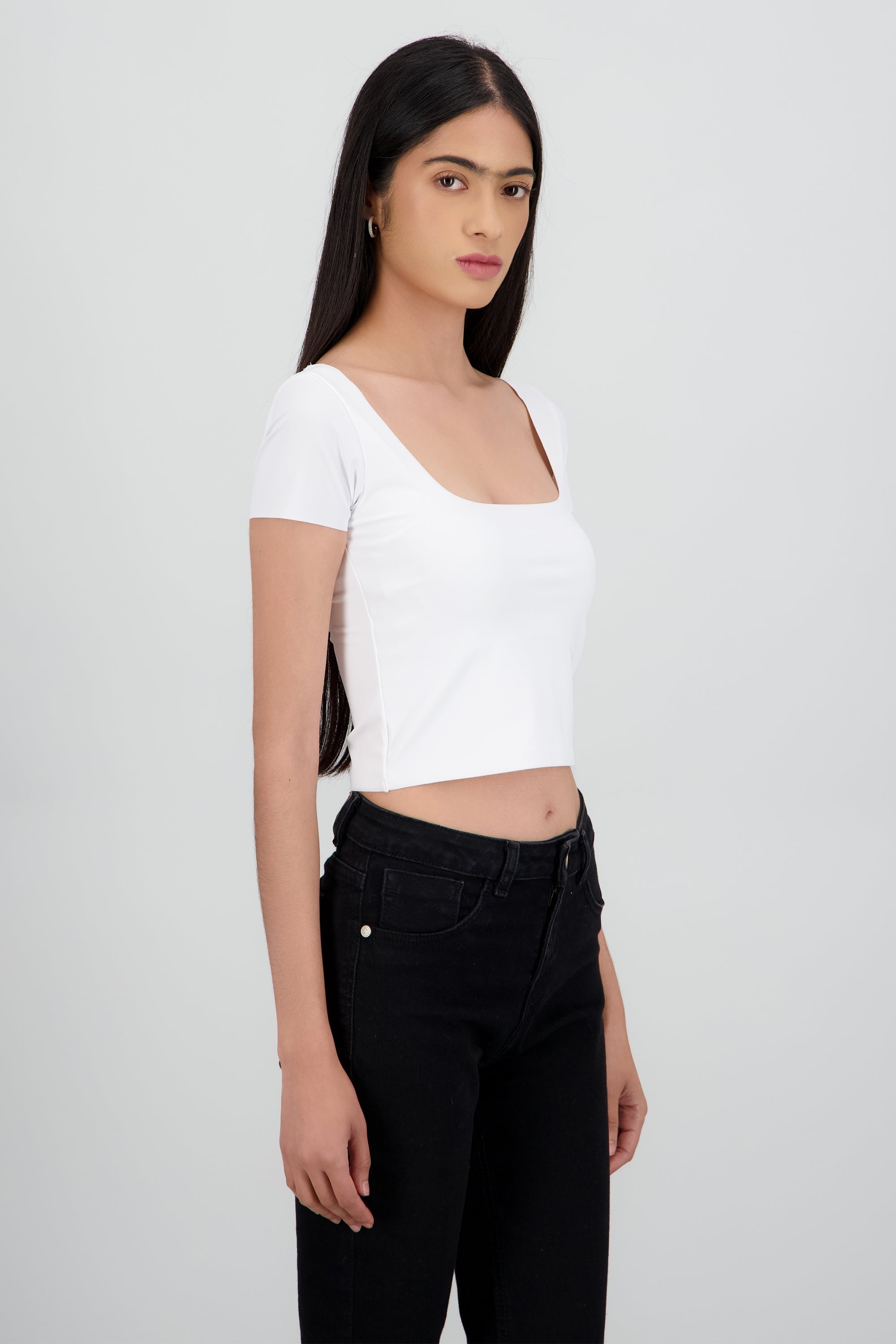 Top escote cuadrado doble tel BLANCO