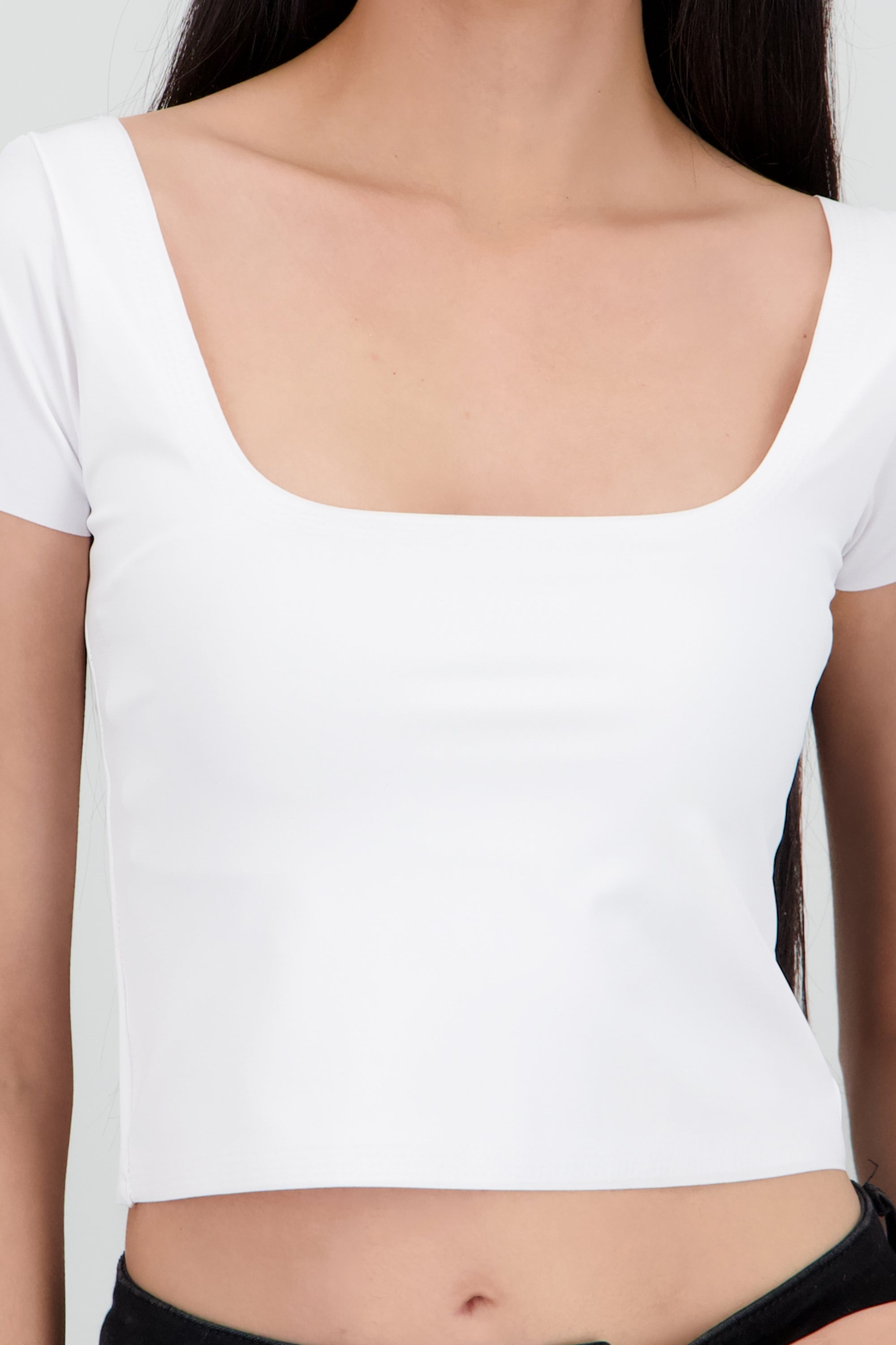 Top escote cuadrado doble tel BLANCO