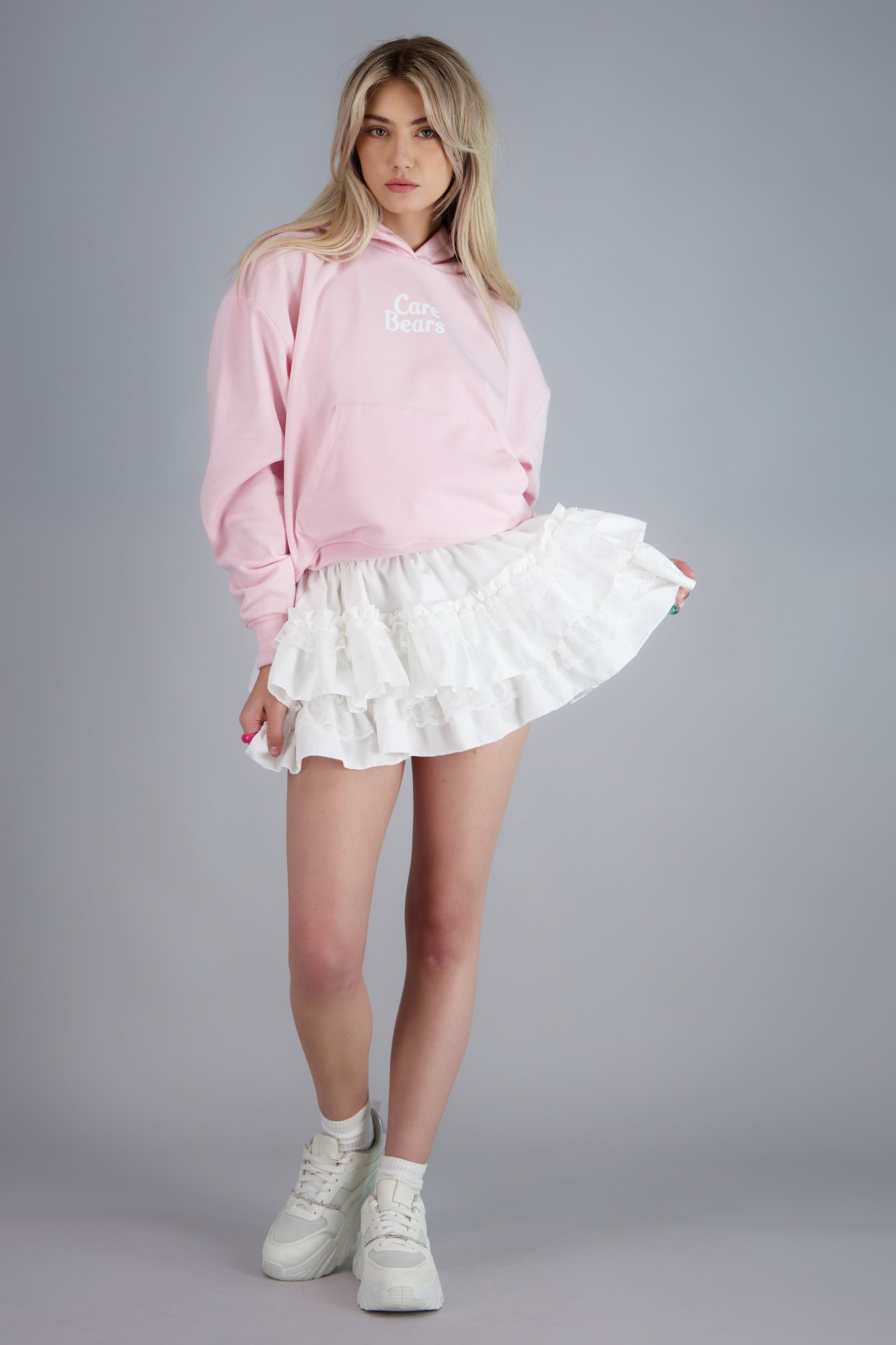 Mini falda olanes con encaje BLANCO