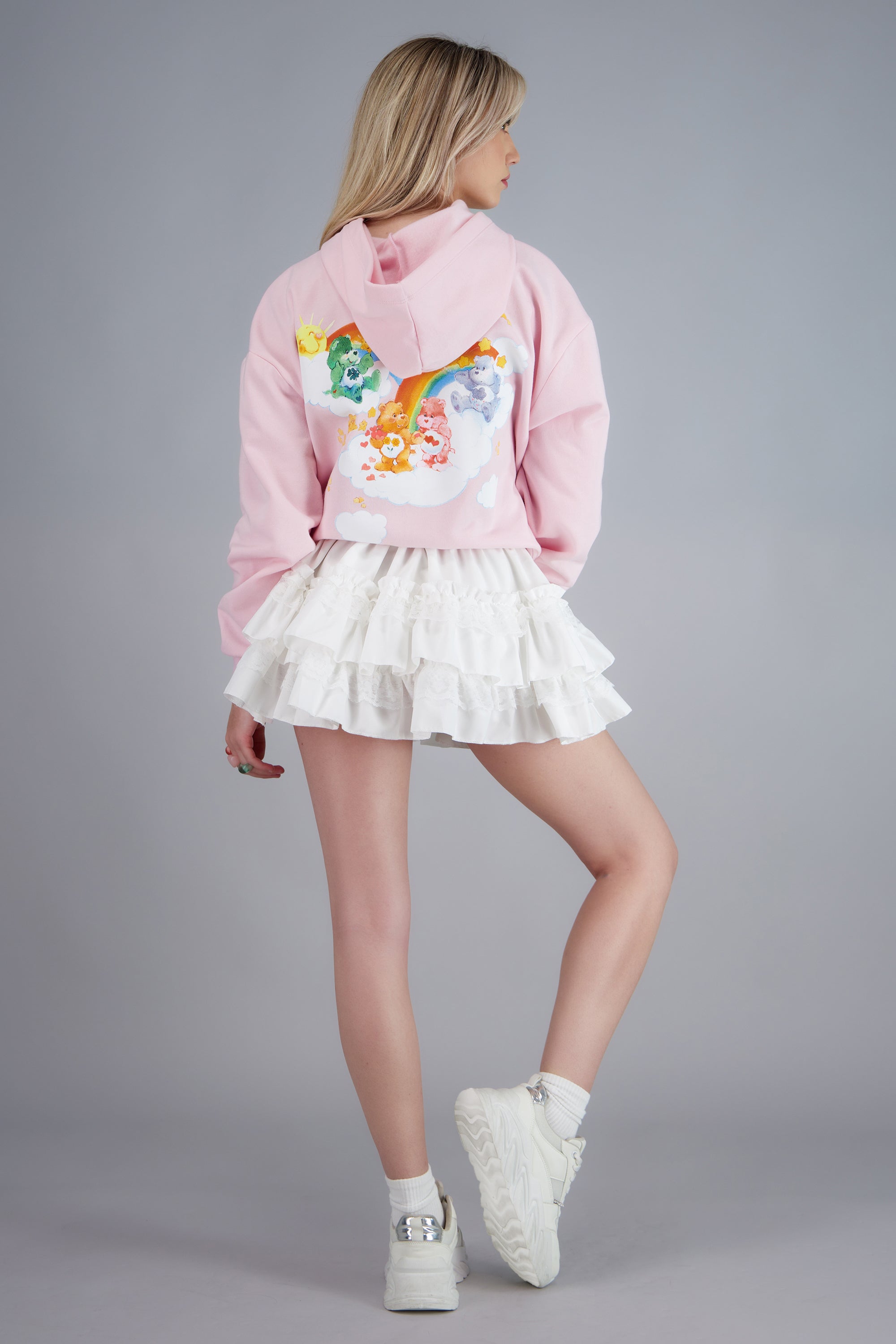 Mini falda olanes con encaje BLANCO