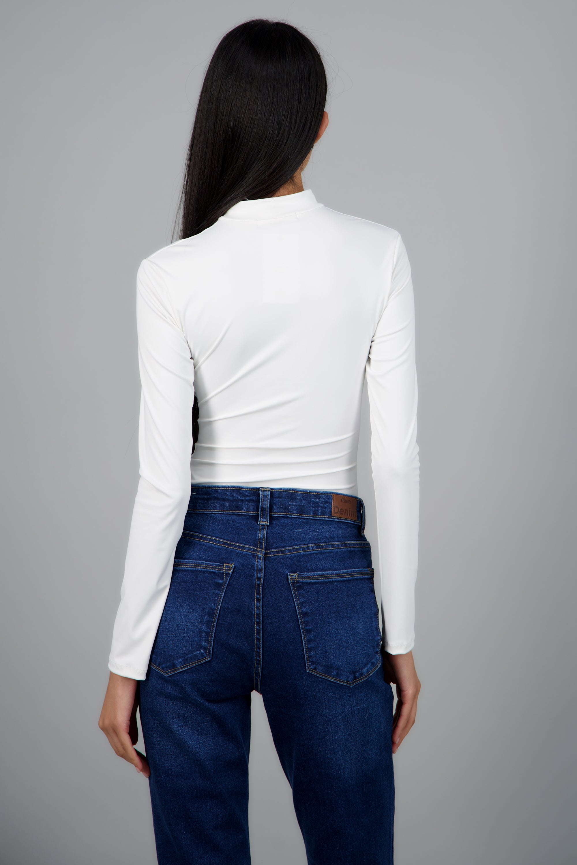 Body cuello alto detalle drapeado BLANCO