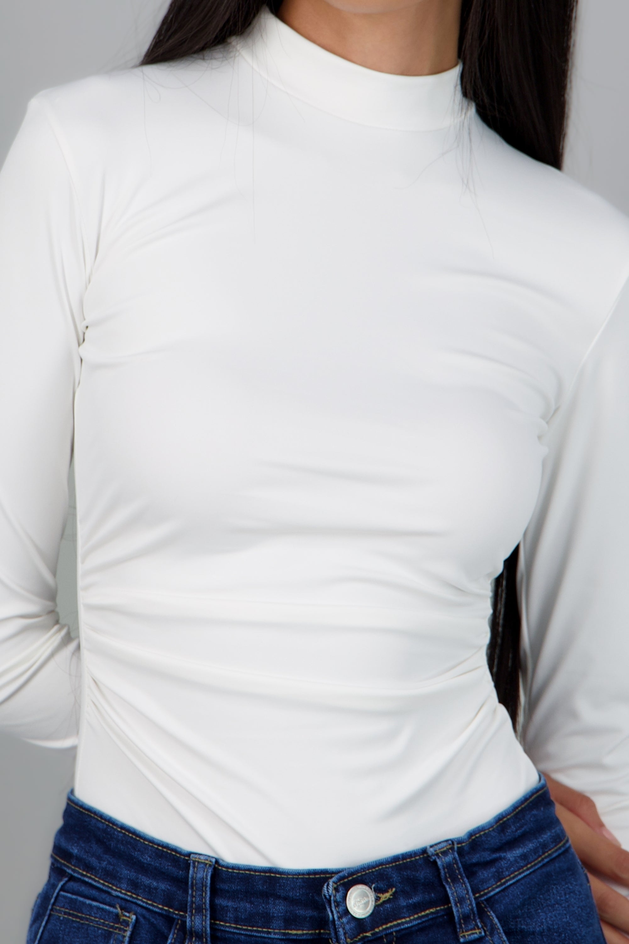 Body cuello alto detalle drapeado BLANCO