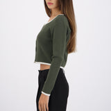 Cardigan escote cuadrado contraste
