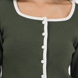 Cardigan escote cuadrado contraste
