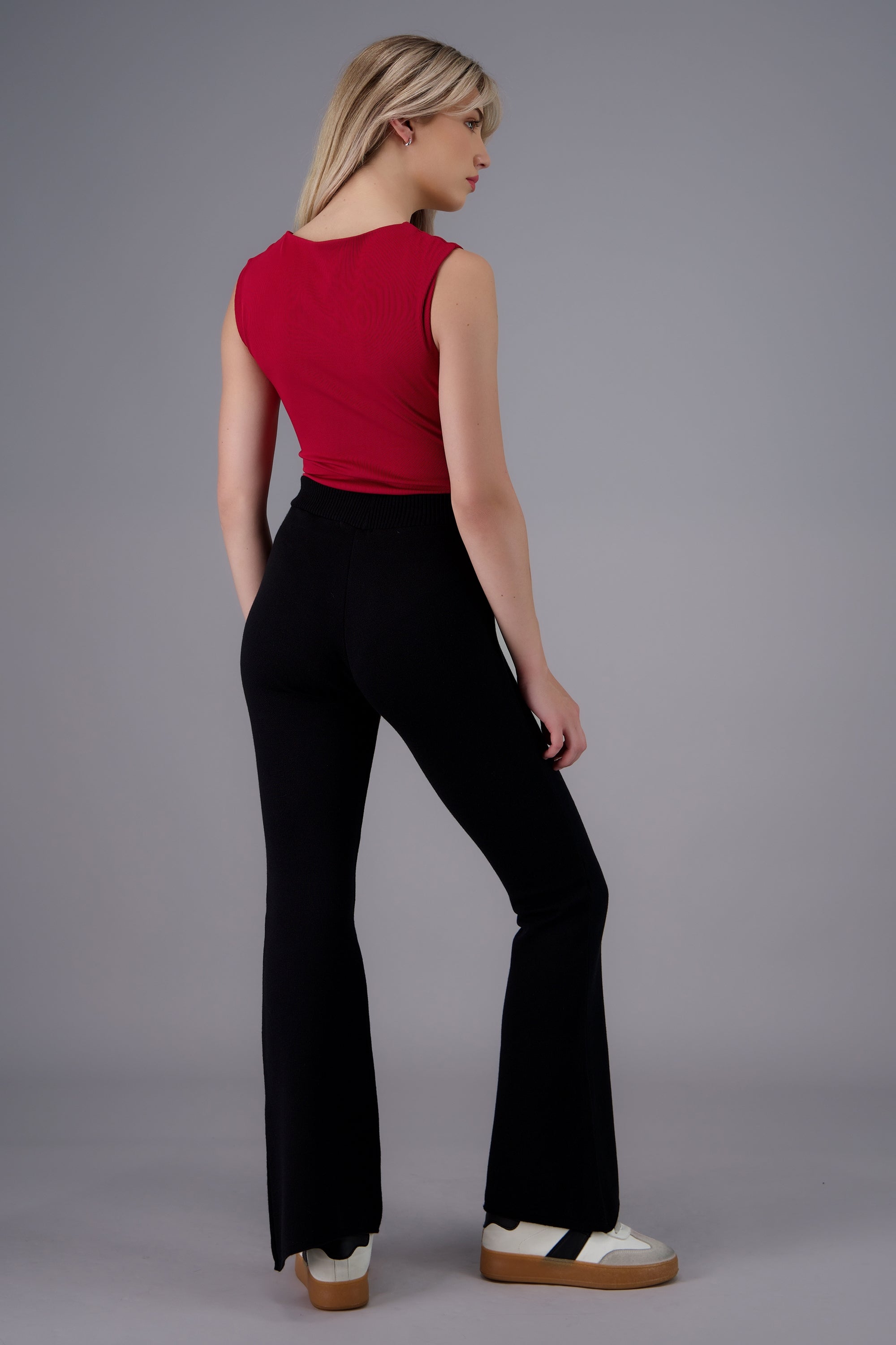 Pantalon tejido flare NEGRO