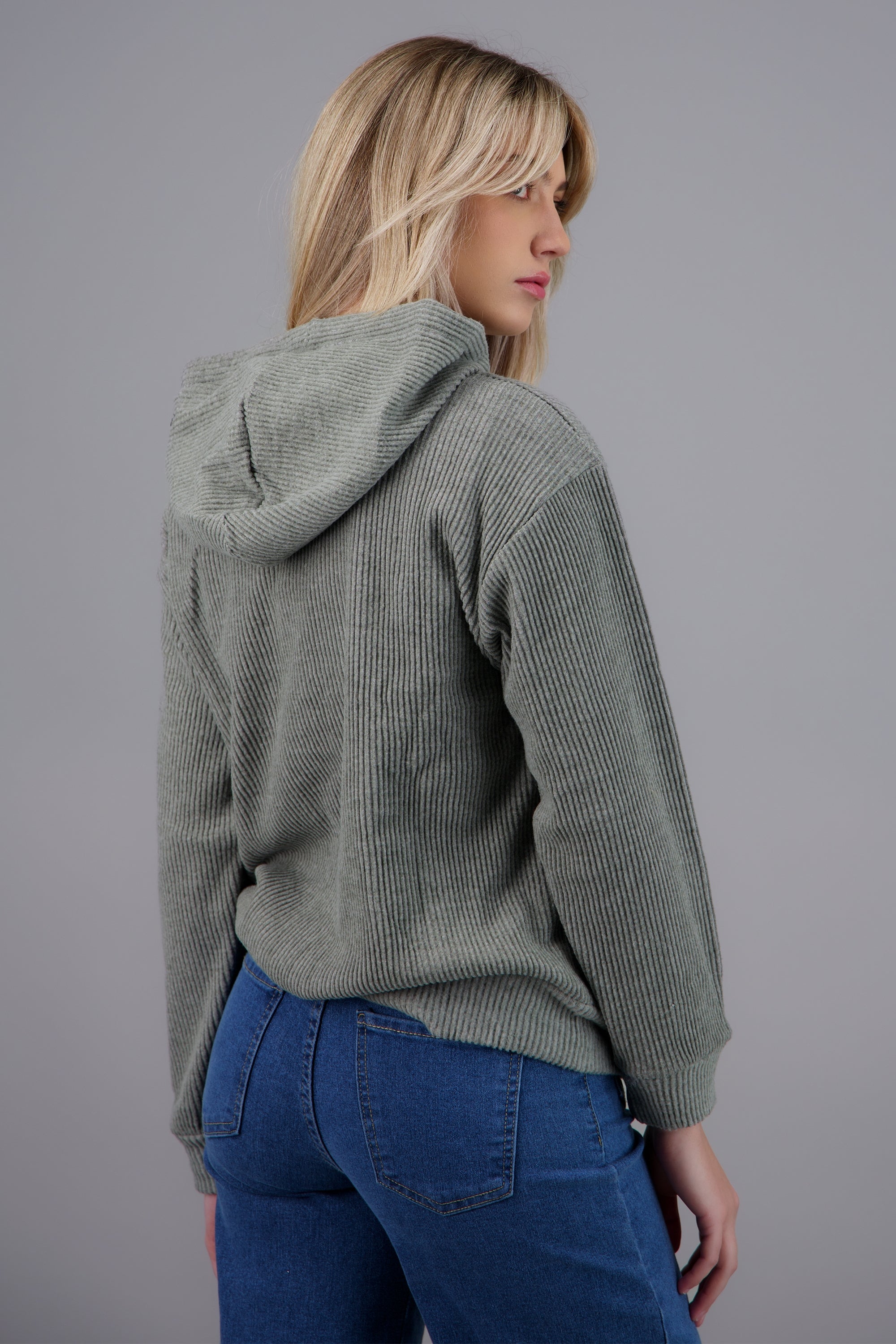 Hoodie de rib GRIS