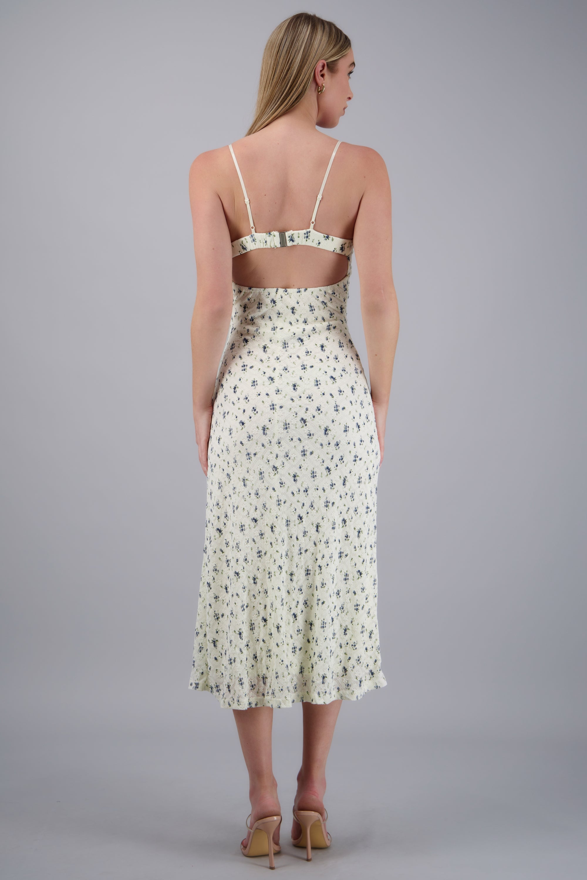 Vestido bodycon encaje y flores BLANCO COMBO