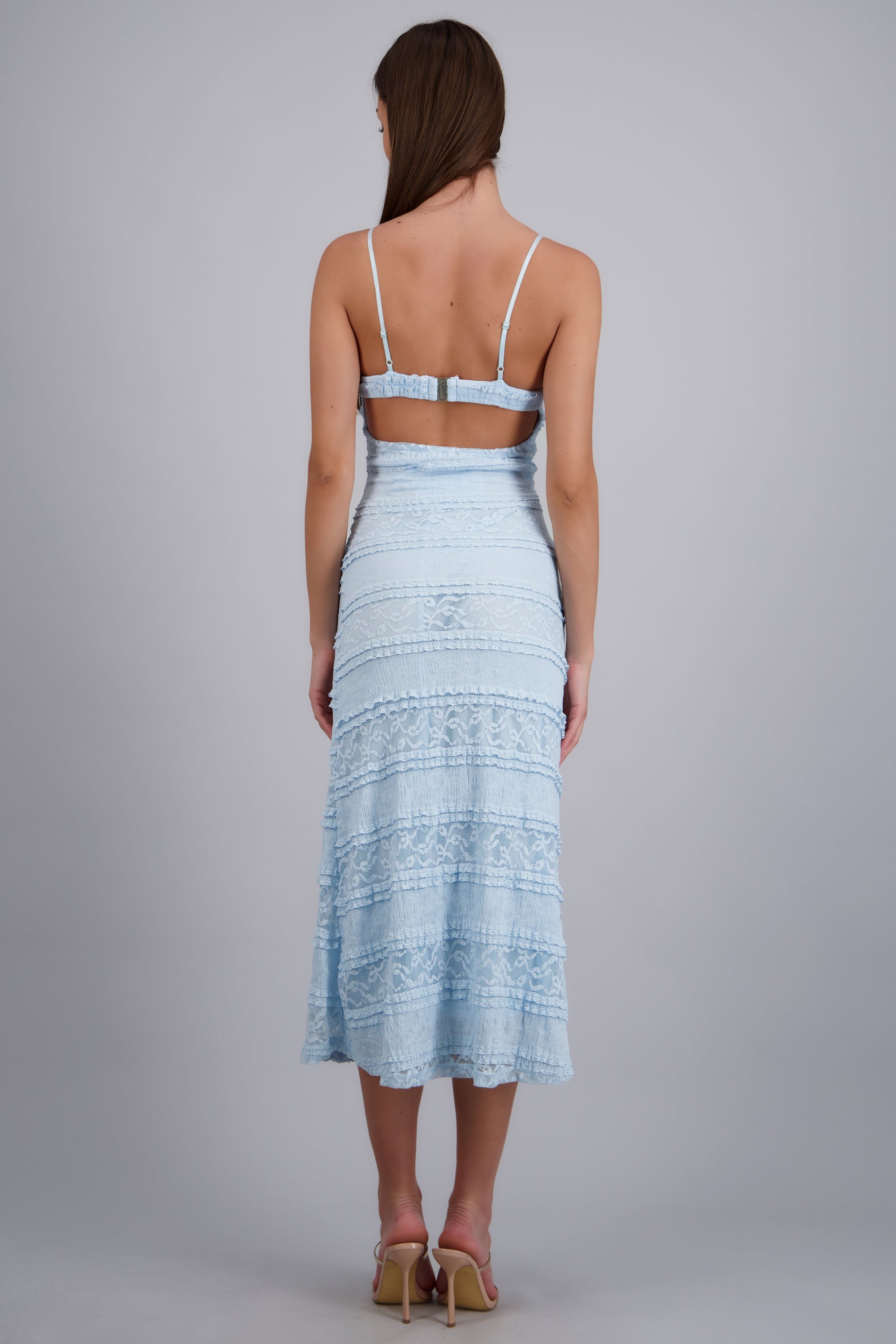 Vestido encaje maxi bodycon AZUL PASTEL