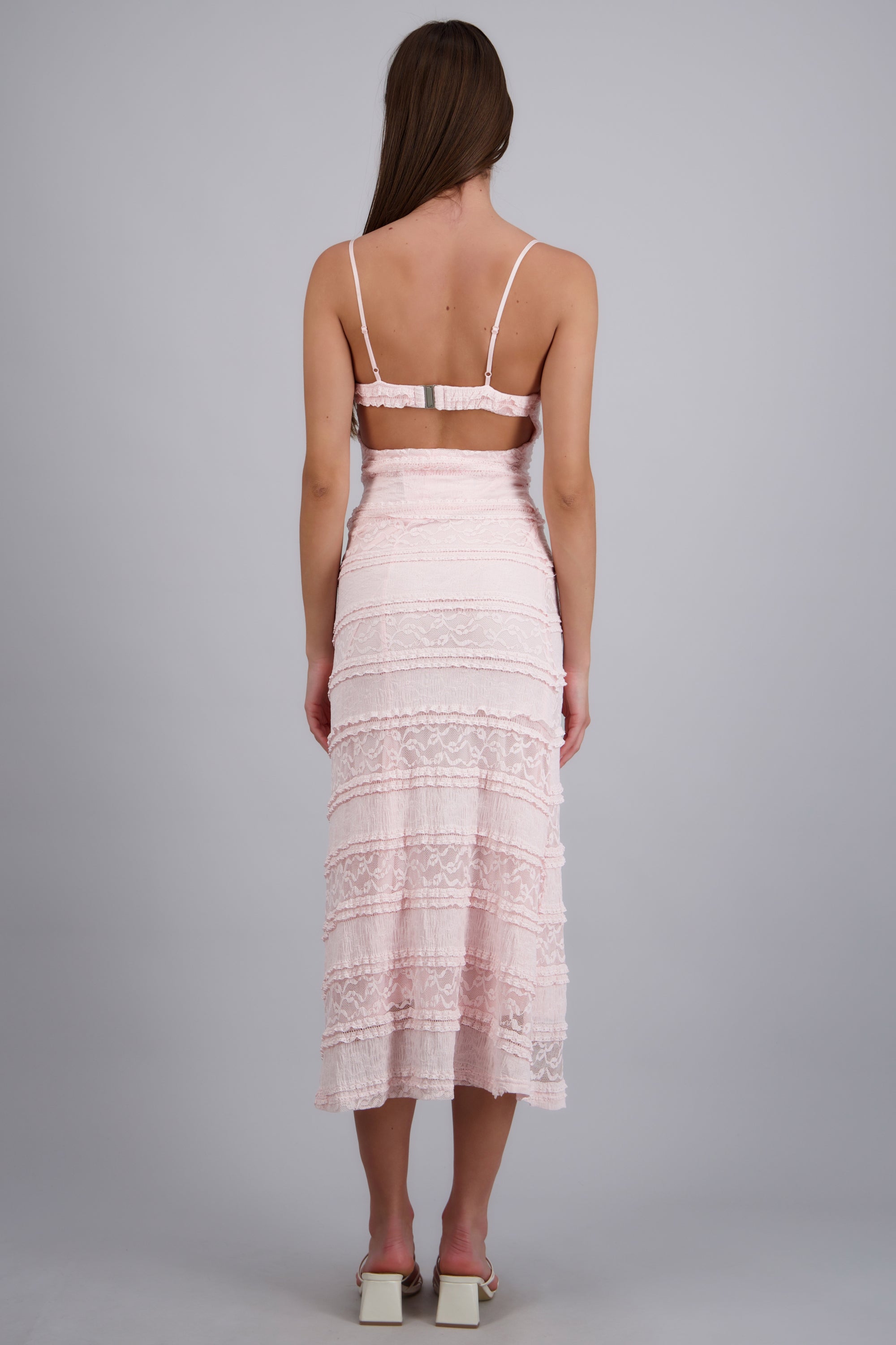 Vestido encaje maxi bodycon ROSA PASTEL