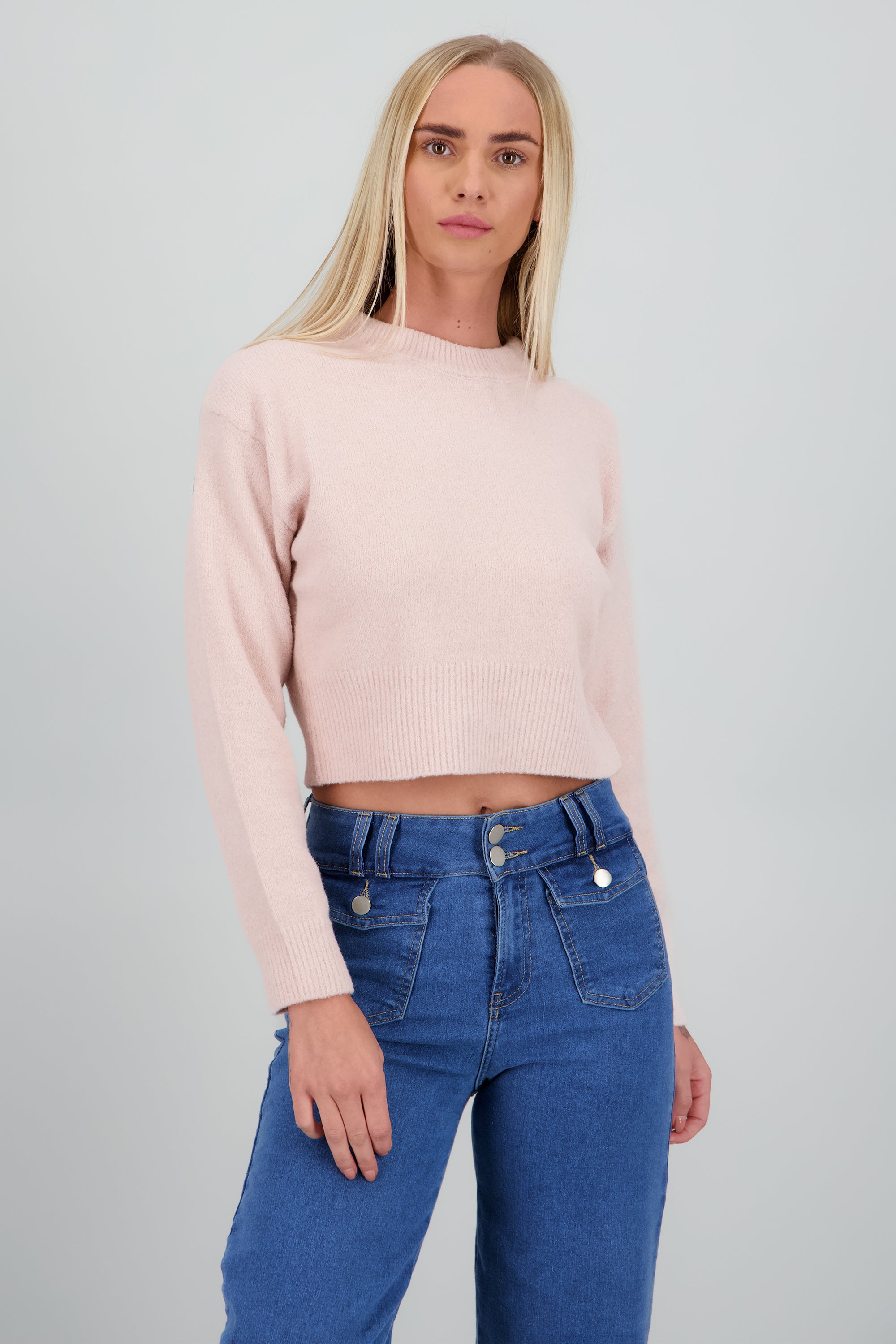 sueter corto basico pullover ROSA PASTEL