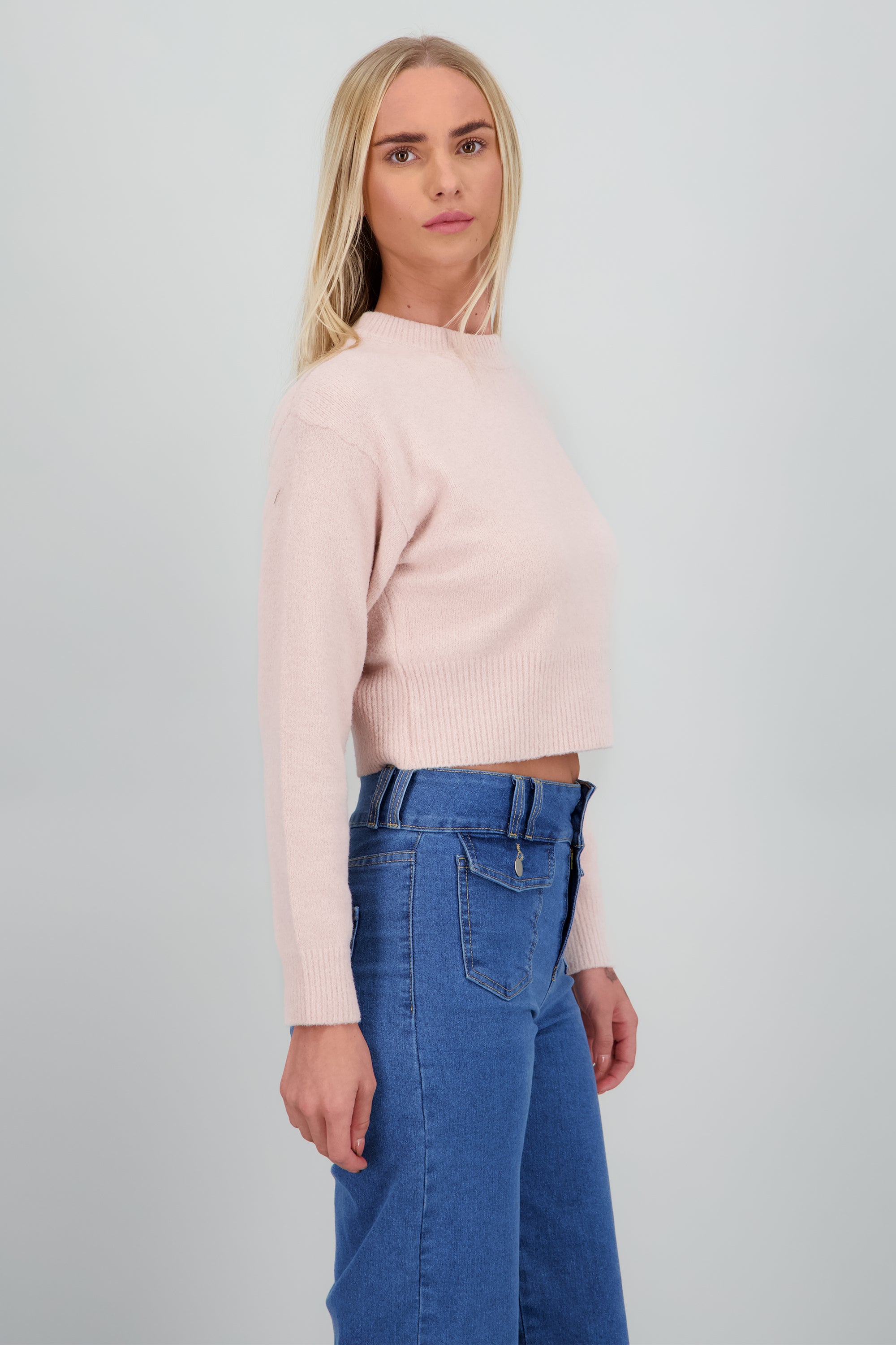 sueter corto basico pullover ROSA PASTEL