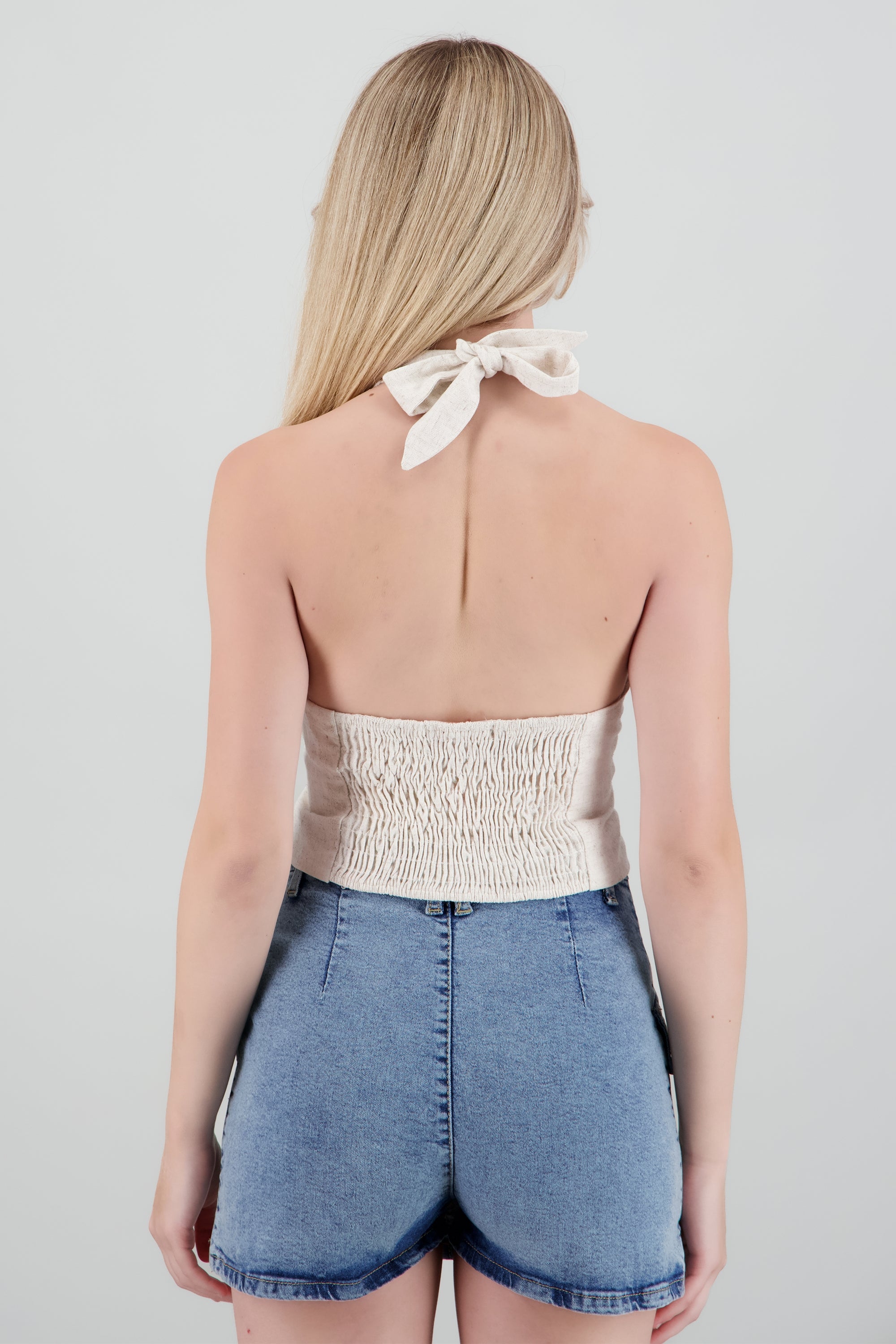 Top halter detalle botones BEIGE