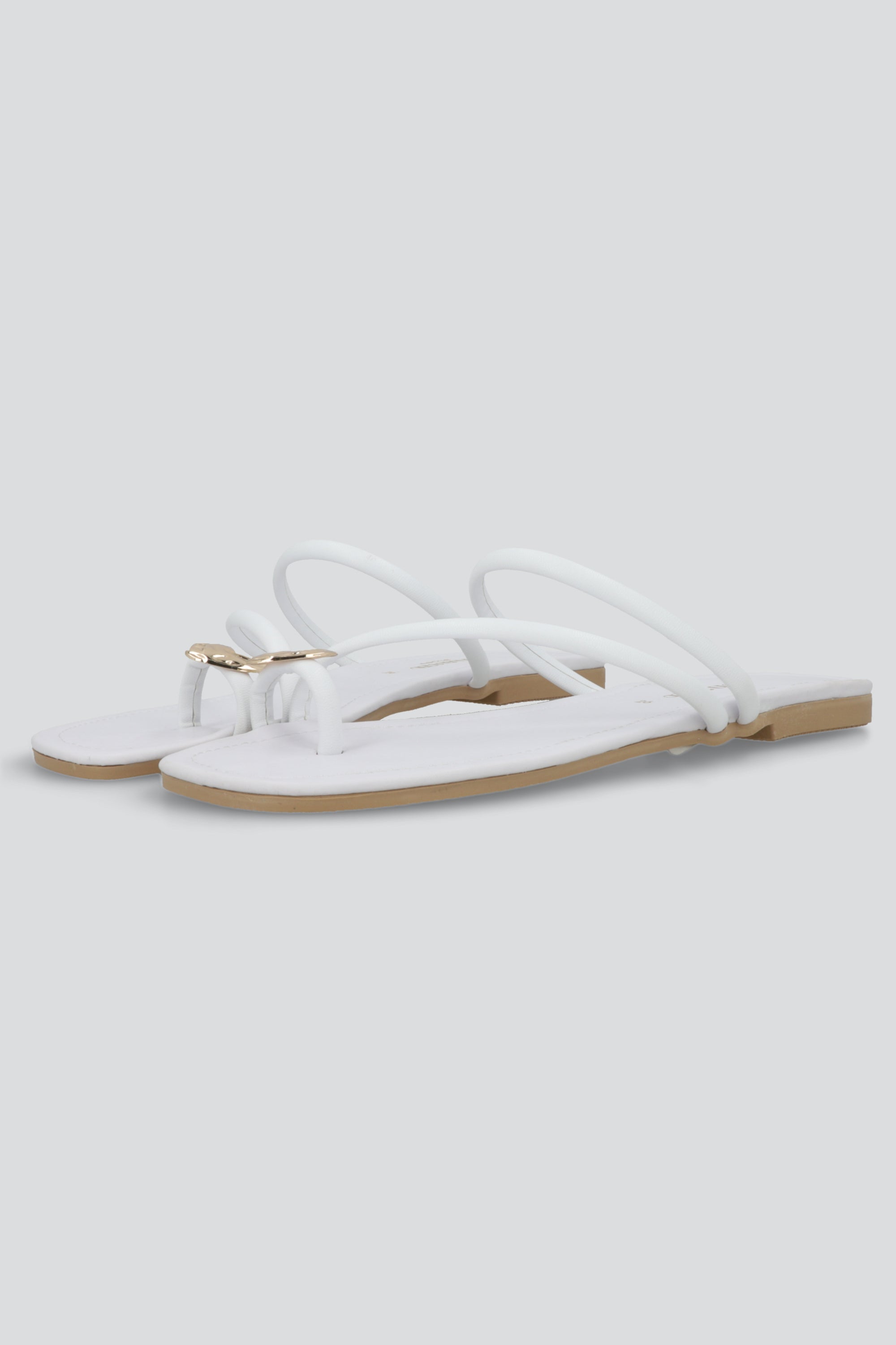 Sandalia tiras anillo dedo irregular BLANCO