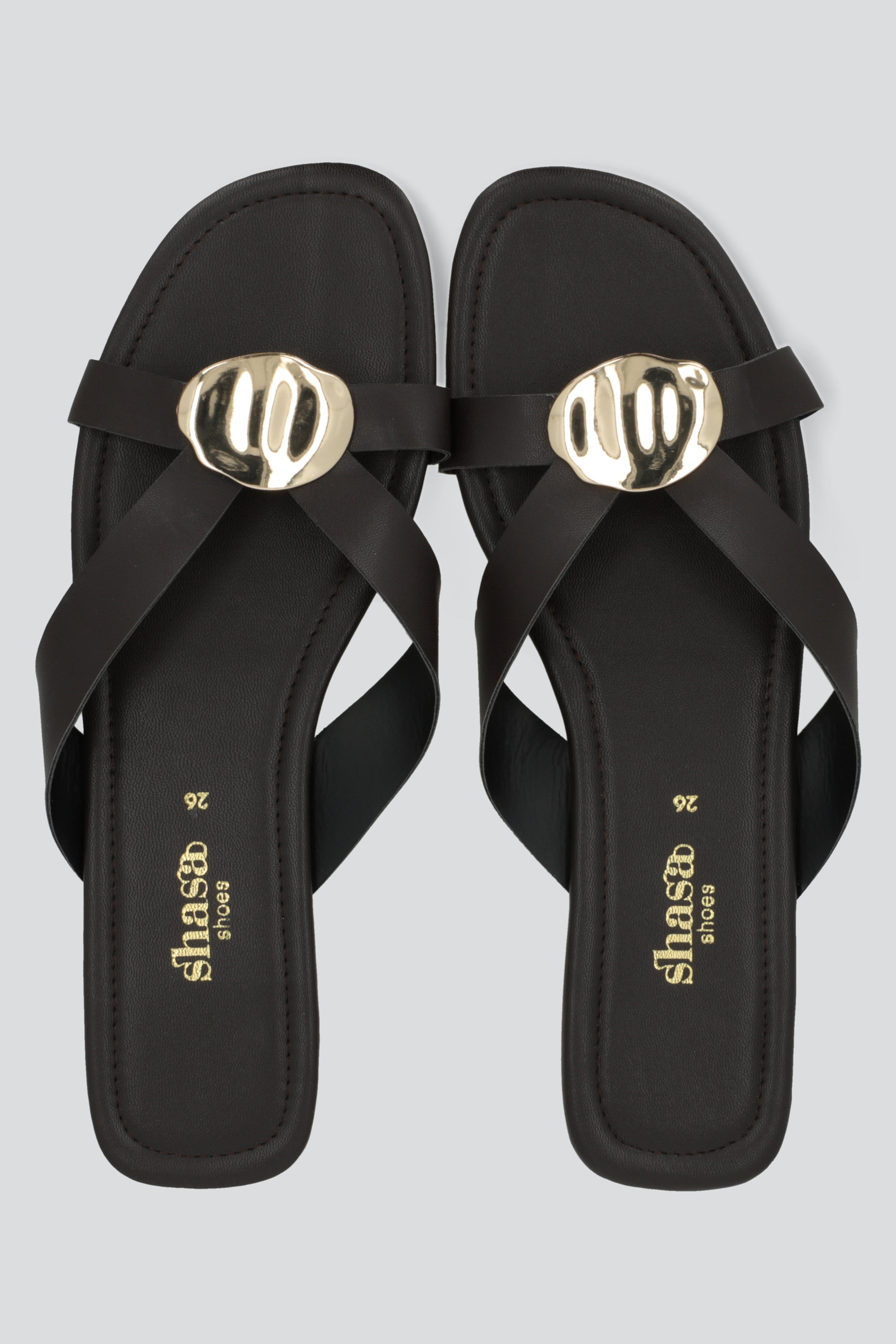 Sandalia tiras circulo irregluar CHOCOLATE