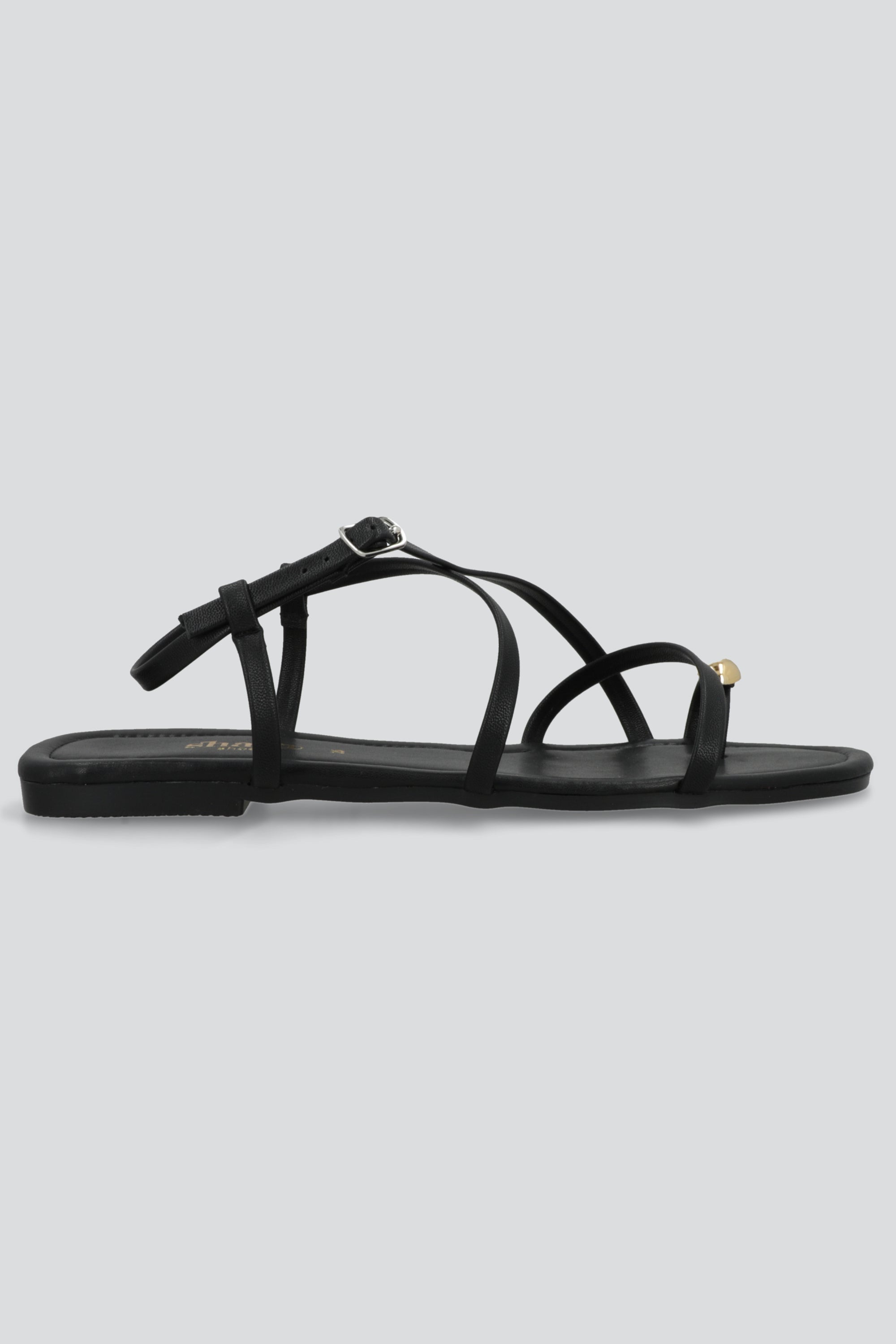 Sandalia tiras anillo dedo NEGRO