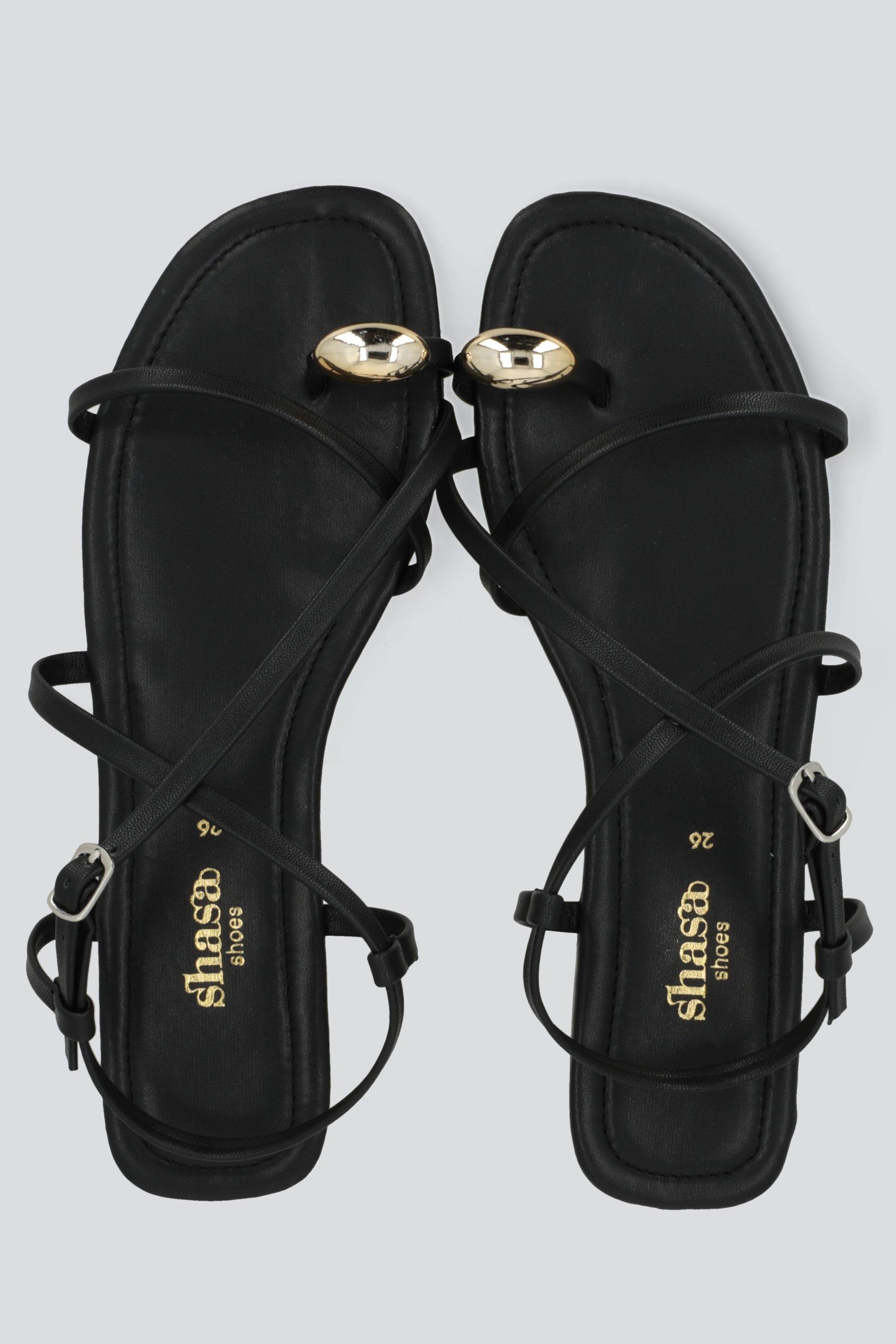 Sandalia tiras anillo dedo NEGRO