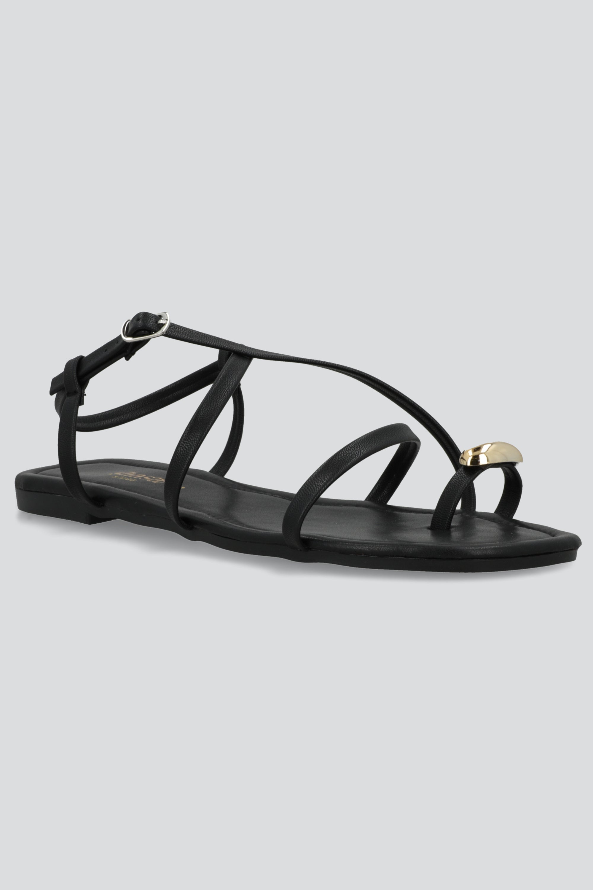 Sandalia tiras anillo dedo NEGRO