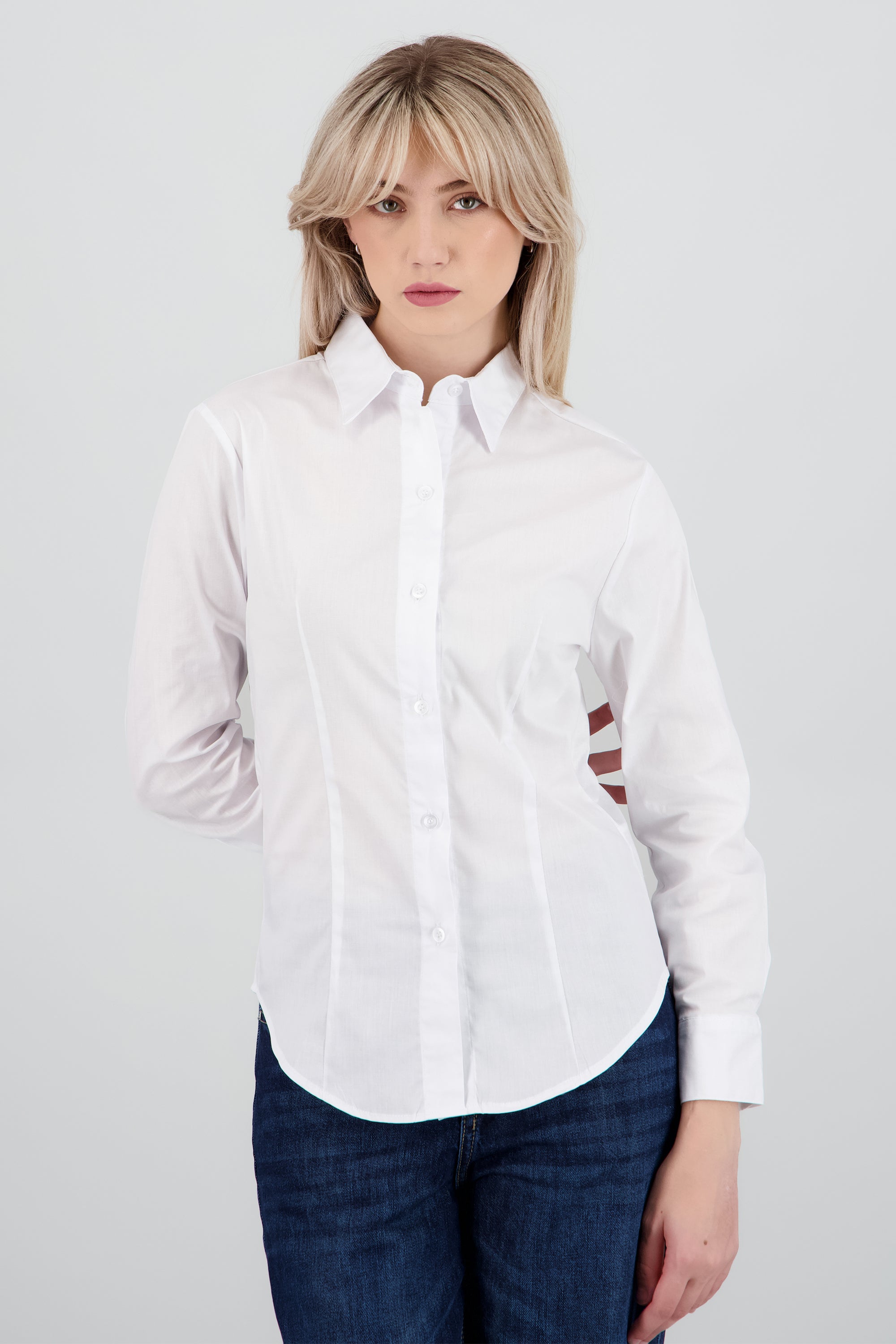 Camisa manga larga detalle pinzas BLANCO