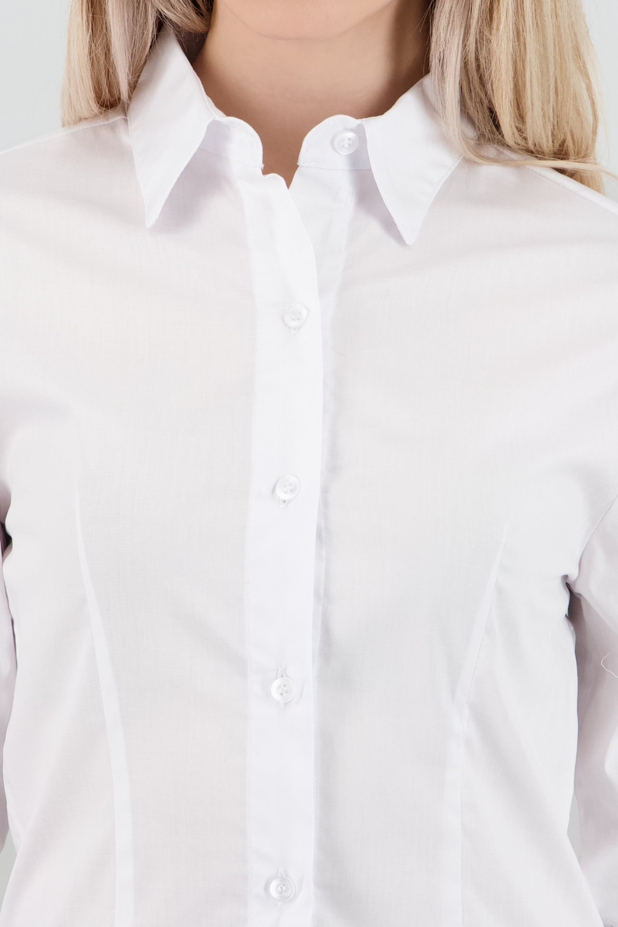 Camisa manga larga detalle pinzas BLANCO