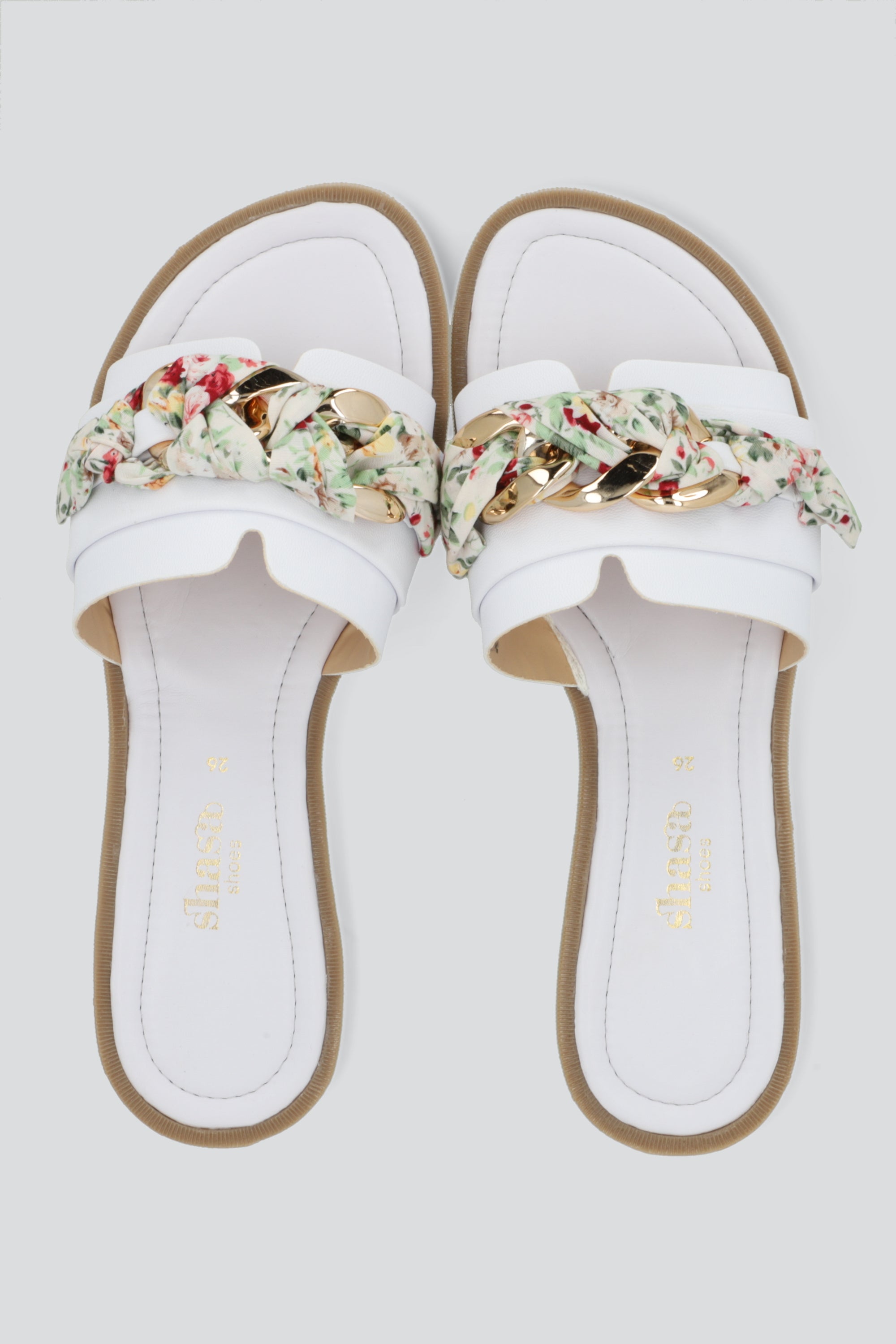 Sandalia mula herrajes cadena y pañuelo BLANCO