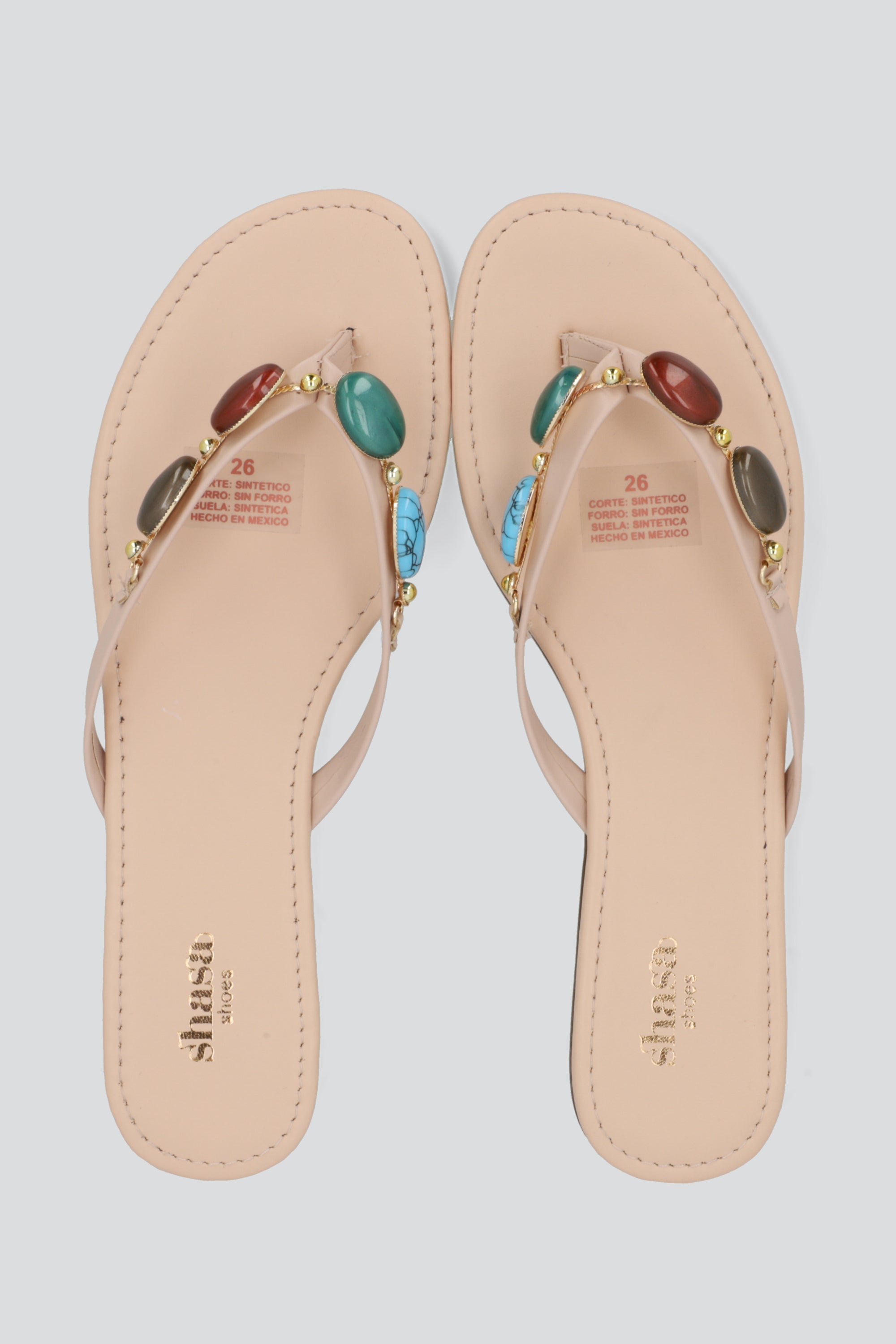 Sandalia pata de gallo gemas HUESO