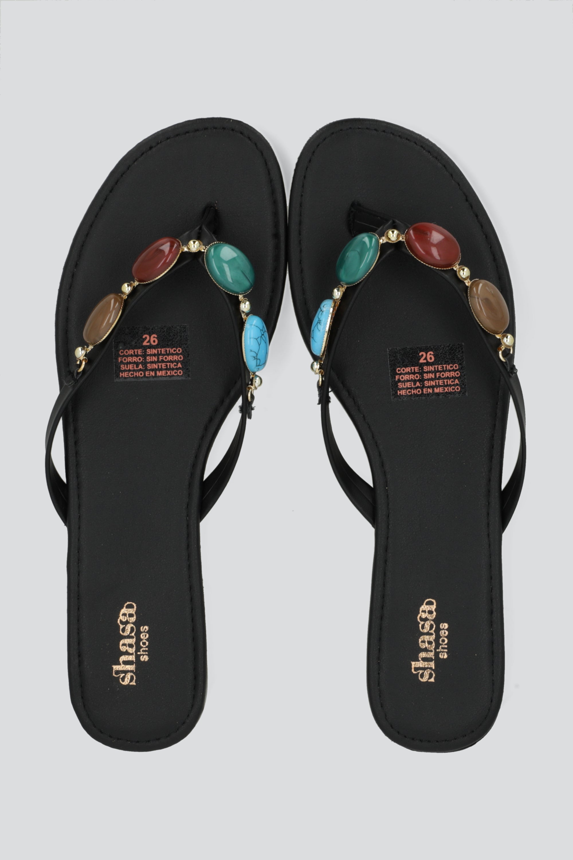 Sandalia pata de gallo gemas NEGRO