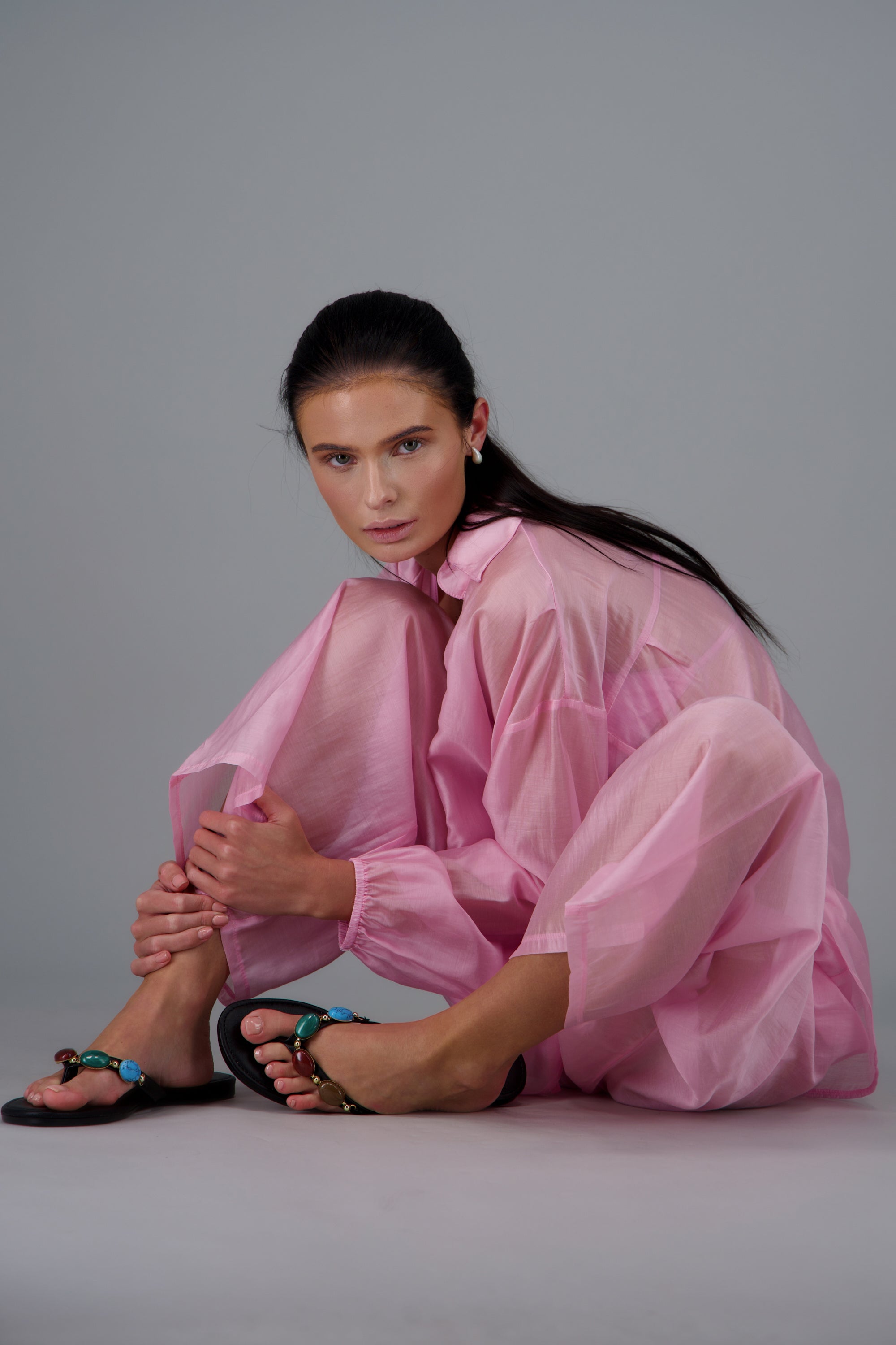 Sandalia pata de gallo gemas NEGRO