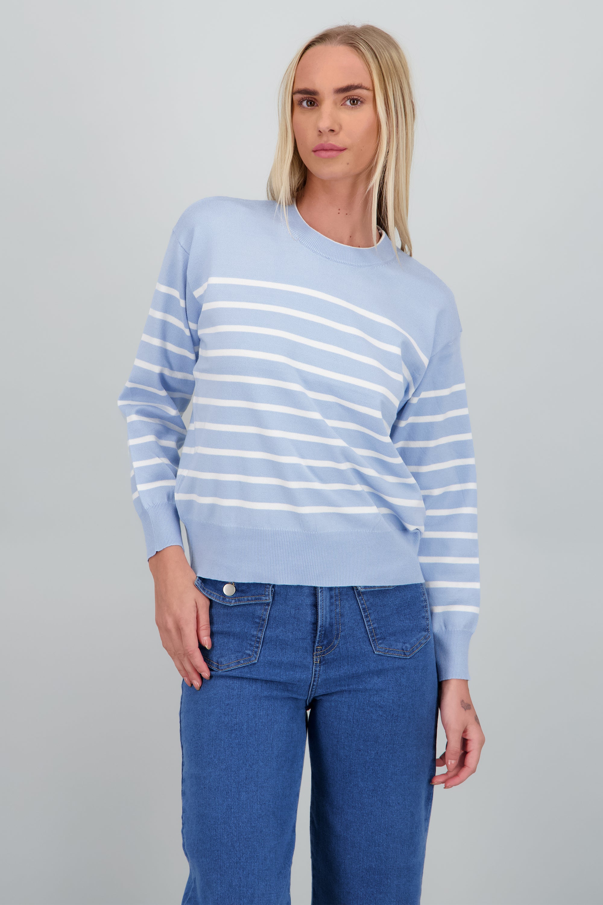 sueter cuello redondo rayas AZUL COMBO