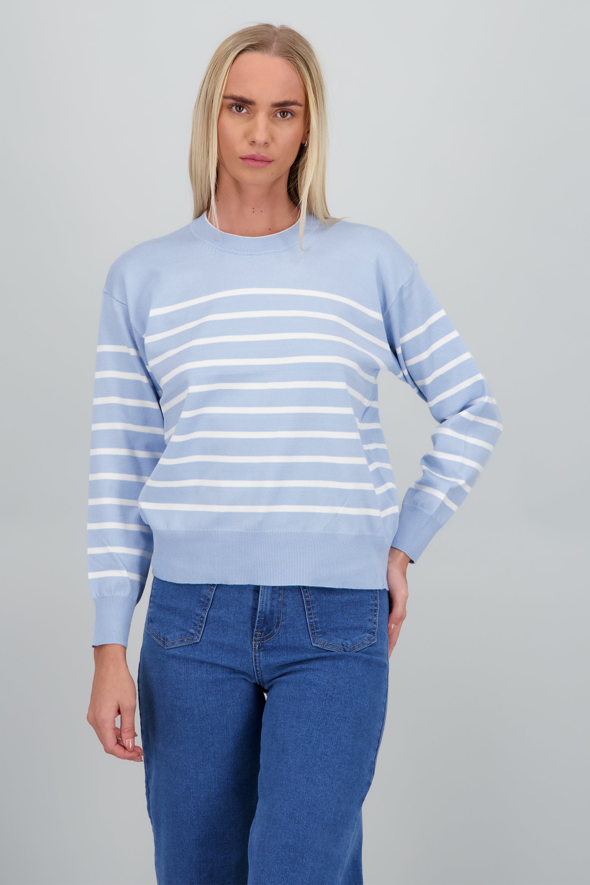 sueter cuello redondo rayas AZUL COMBO