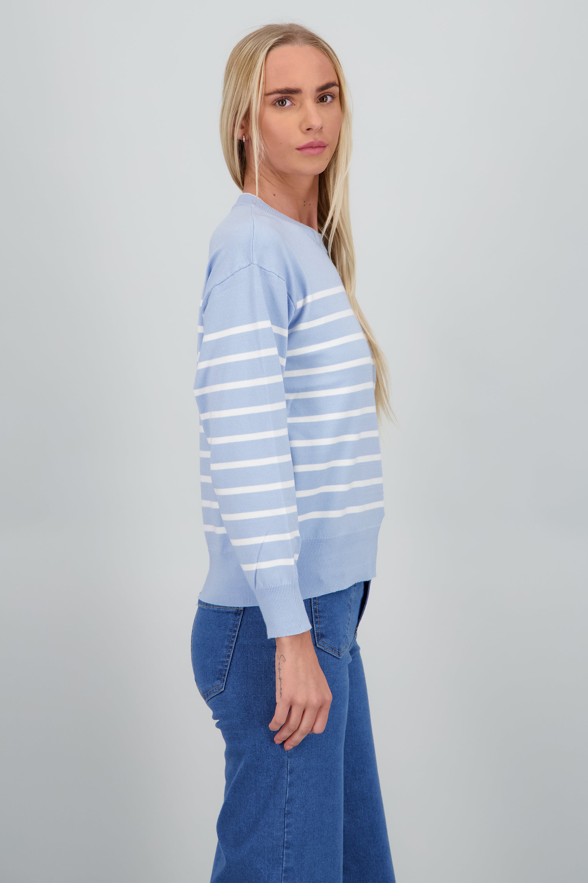 sueter cuello redondo rayas AZUL COMBO