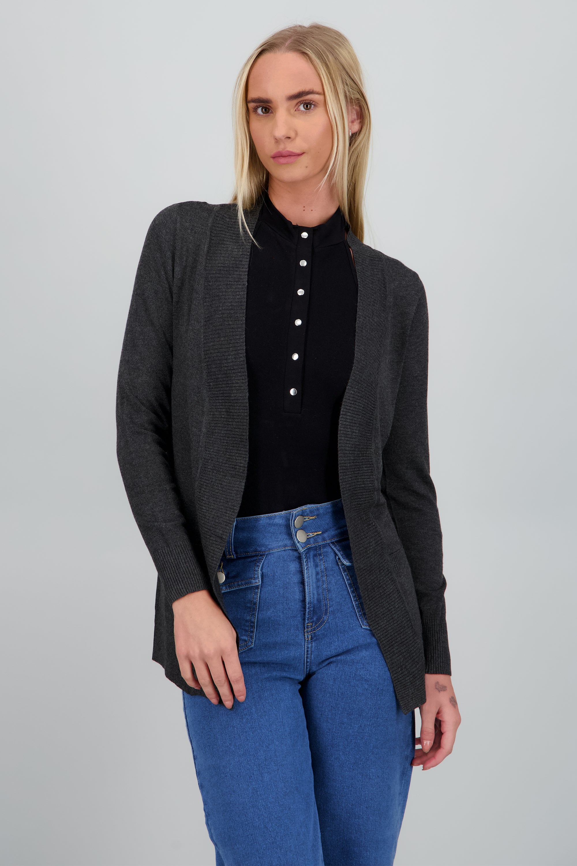 cardigan tejido ligero basico NEGRO