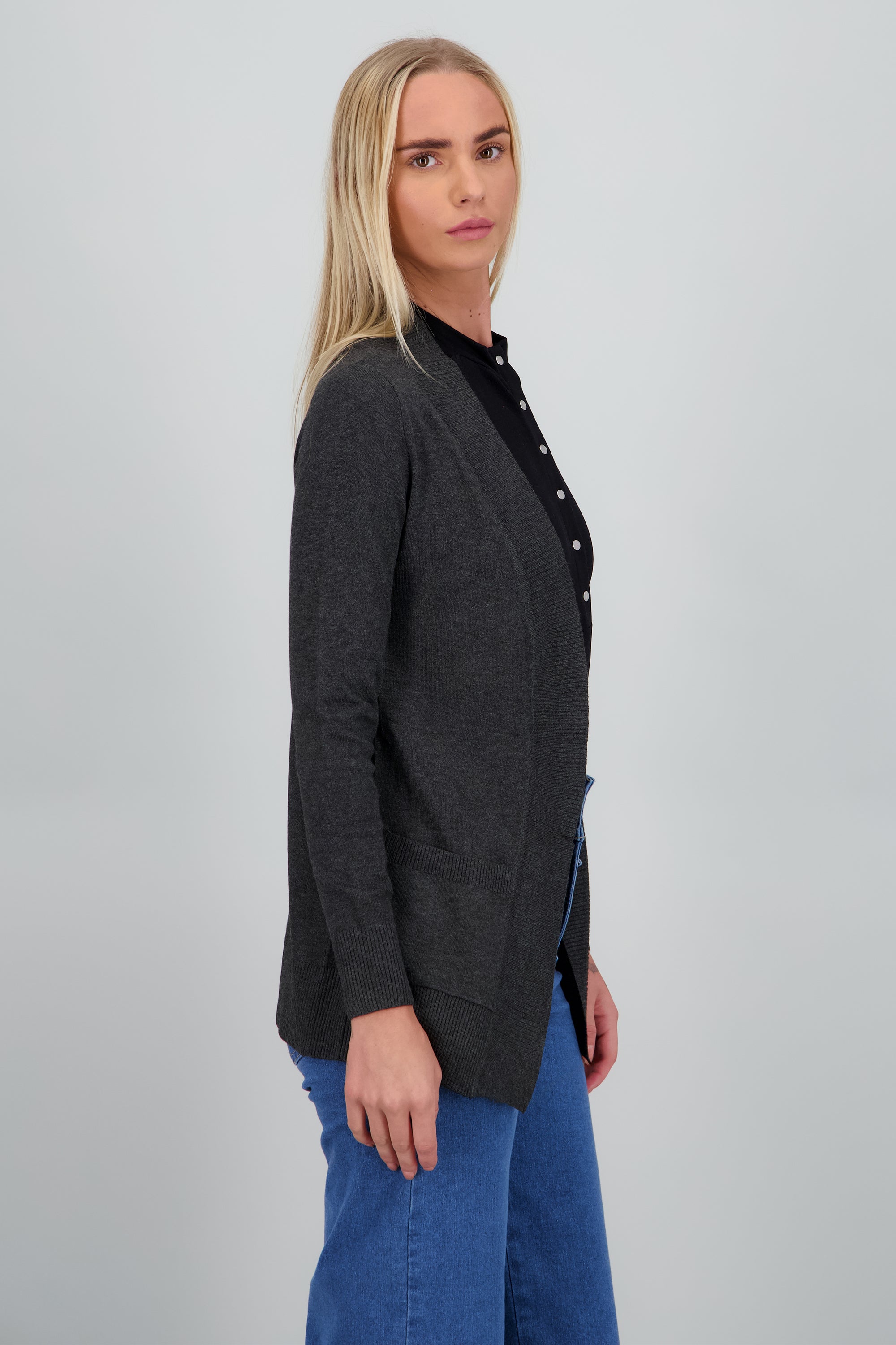 cardigan tejido ligero basico NEGRO