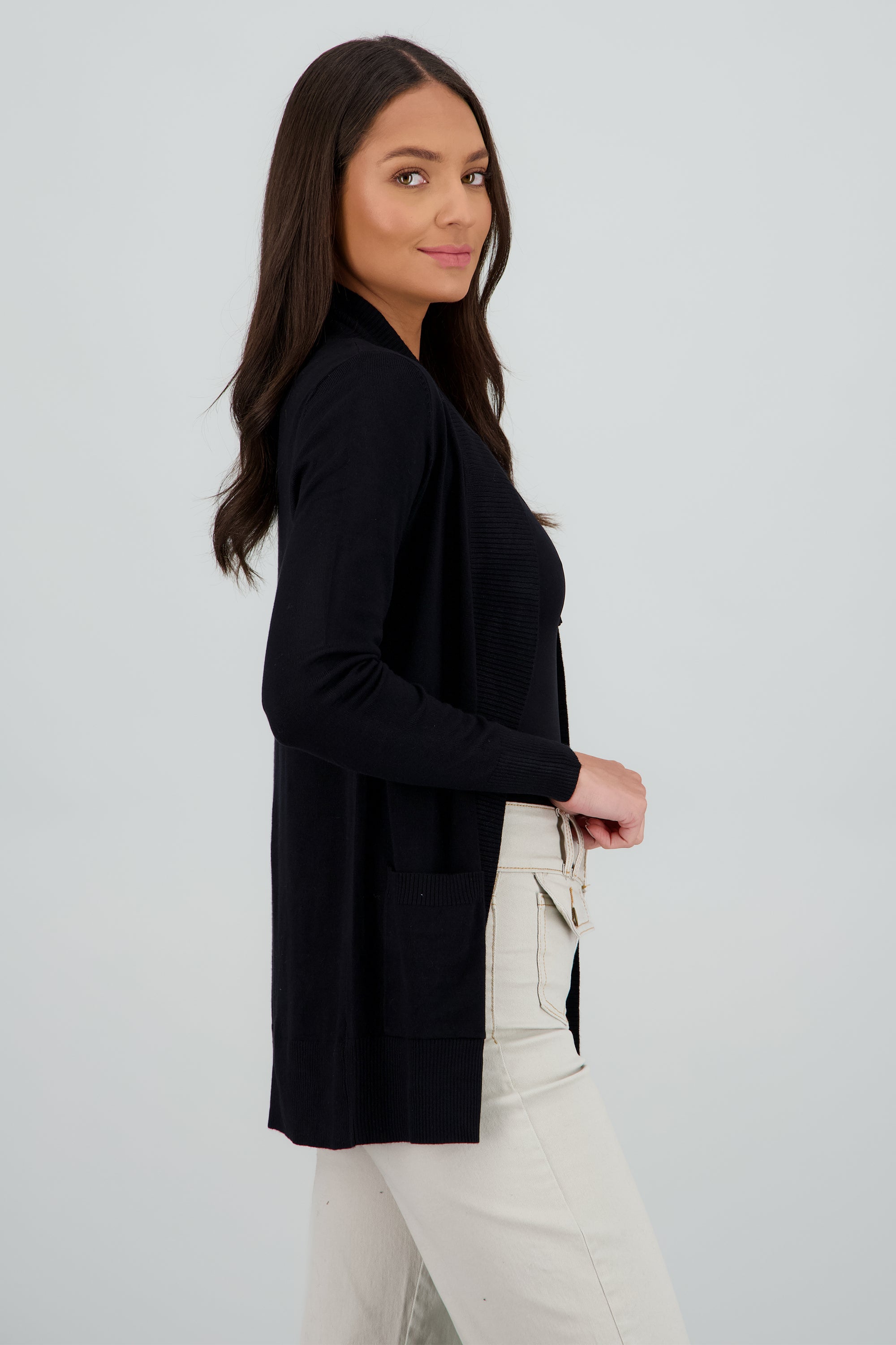 cardigan tejido ligero basico GRIS OBSCURO