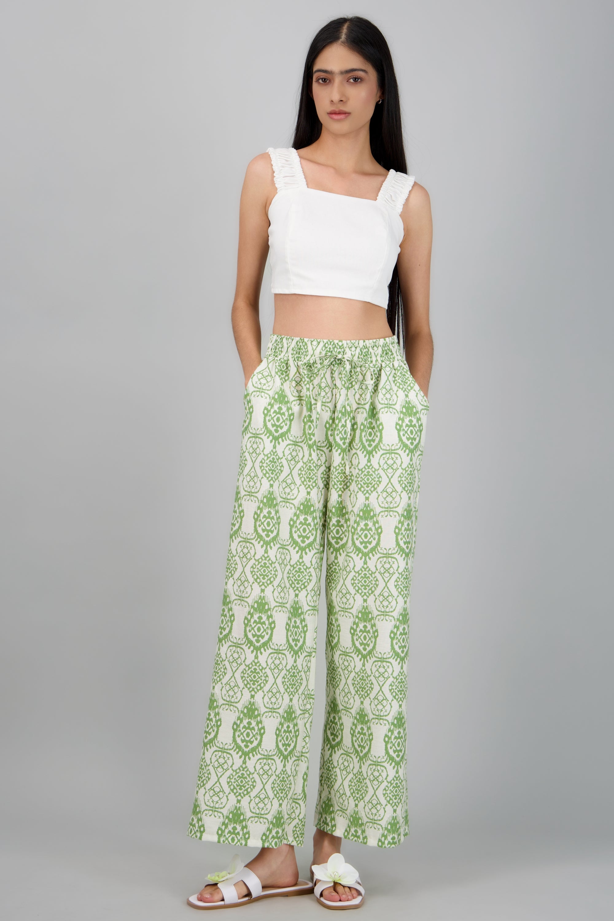 Sandalia greca flor BLANCO