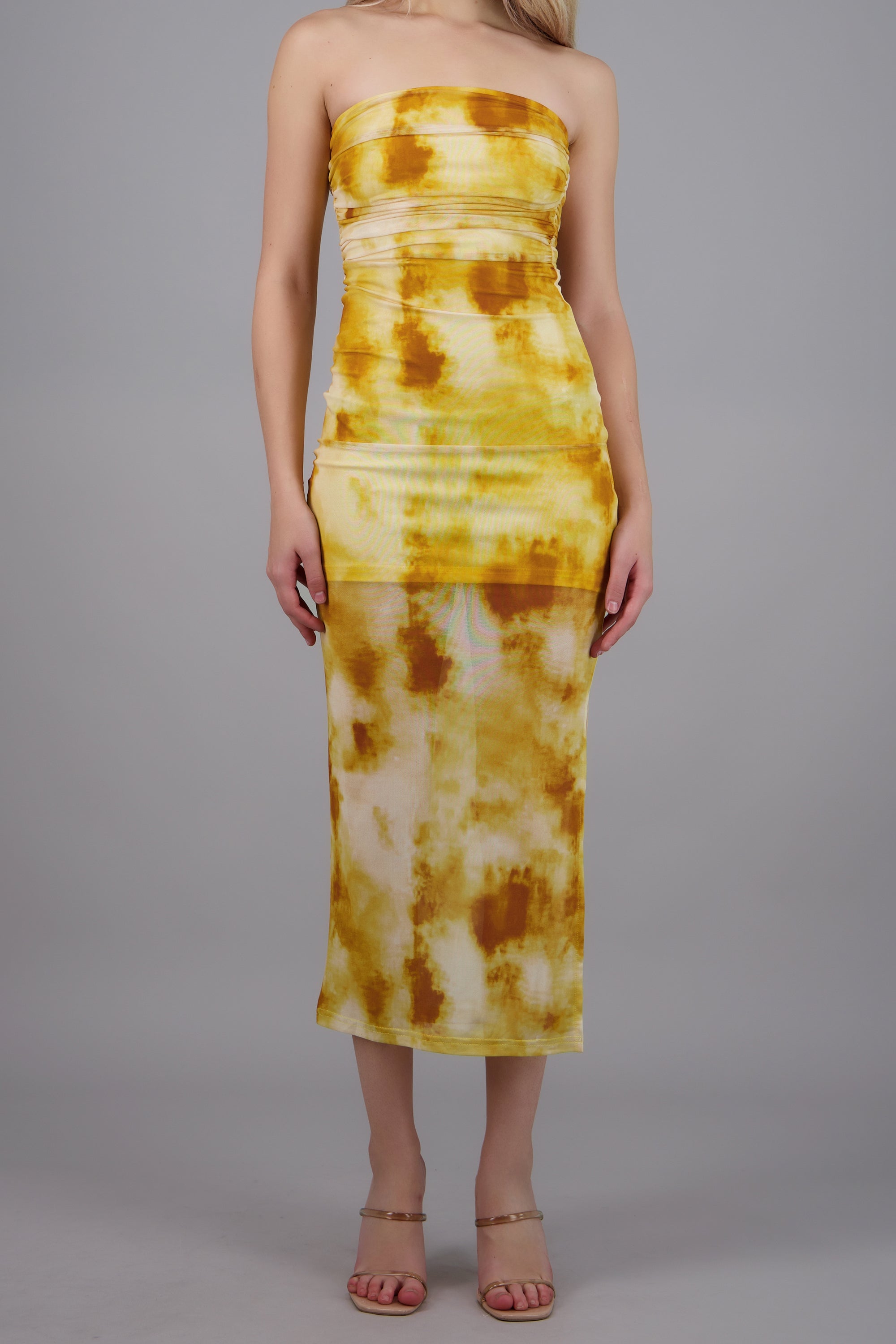 Vestido de mesh estampado AMARILLO