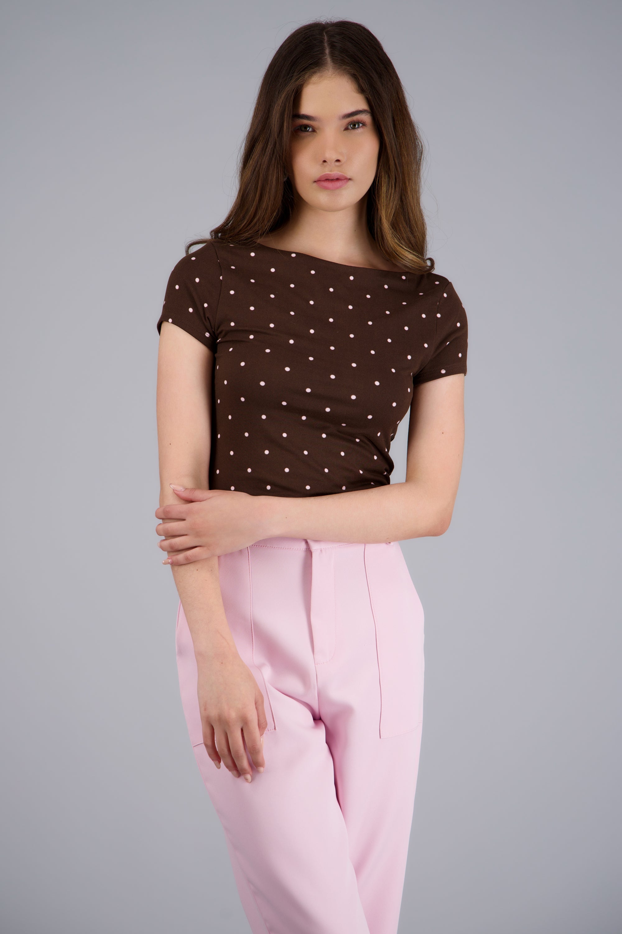 TOP ESCOTE BARCO POLKA DOT CAFE COMBO