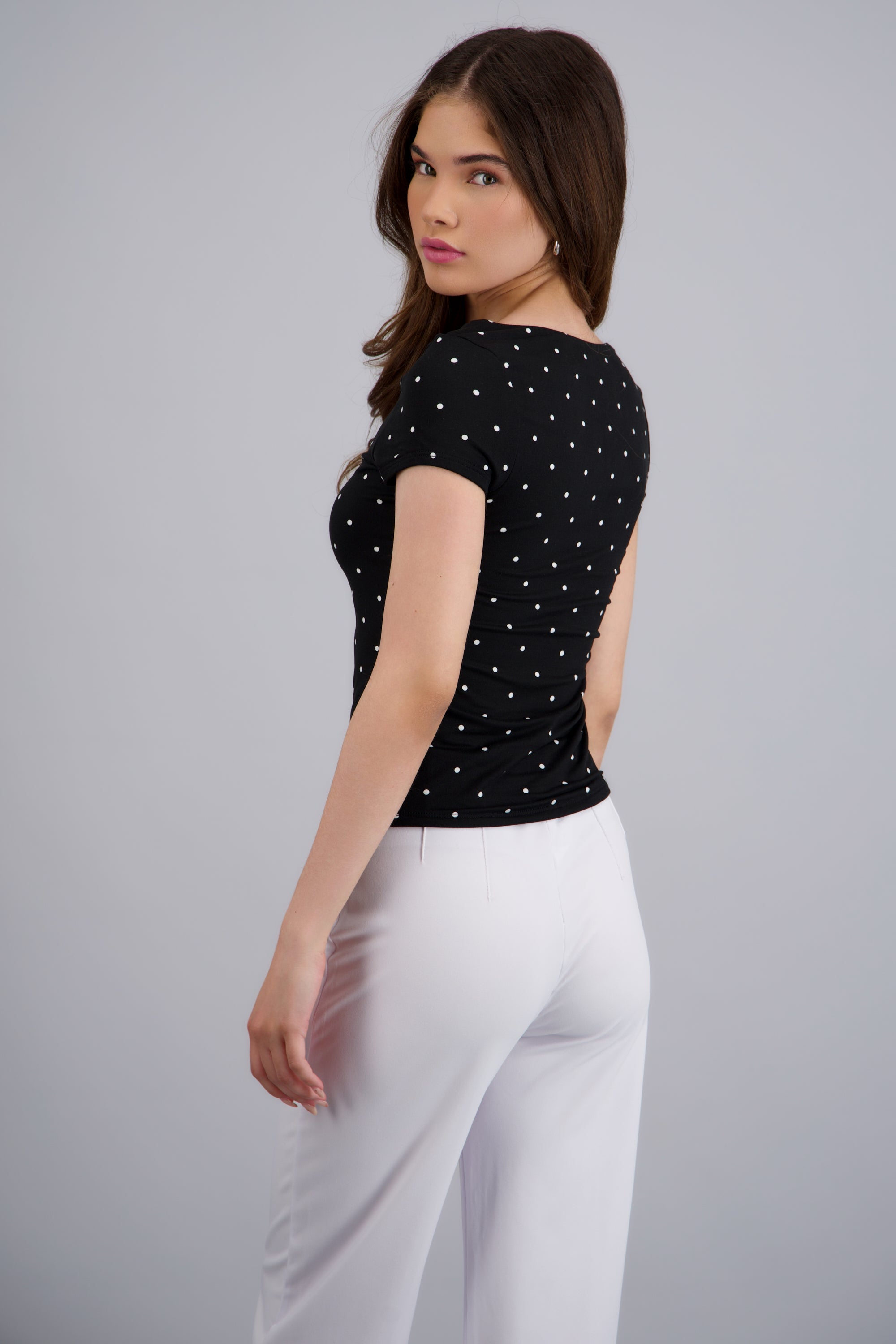 TOP ESCOTE BARCO POLKA DOT NEGRO COMBO